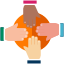 A group of hands holding each other in a circle