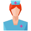 A woman in a nurse's uniform with a cross on her forehead