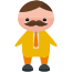 A man with a mustache and a yellow shirt