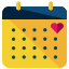 A calendar with a heart on it