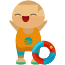 A cartoon character holding a toy in his hands