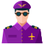 A man in a purple uniform and sunglasses