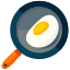 A frying pan with a fried egg inside of it