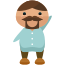 A man with a mustache and a blue shirt