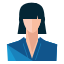 A woman's avatar is shown in a flat style