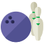 A bowling ball and a bowling pin
