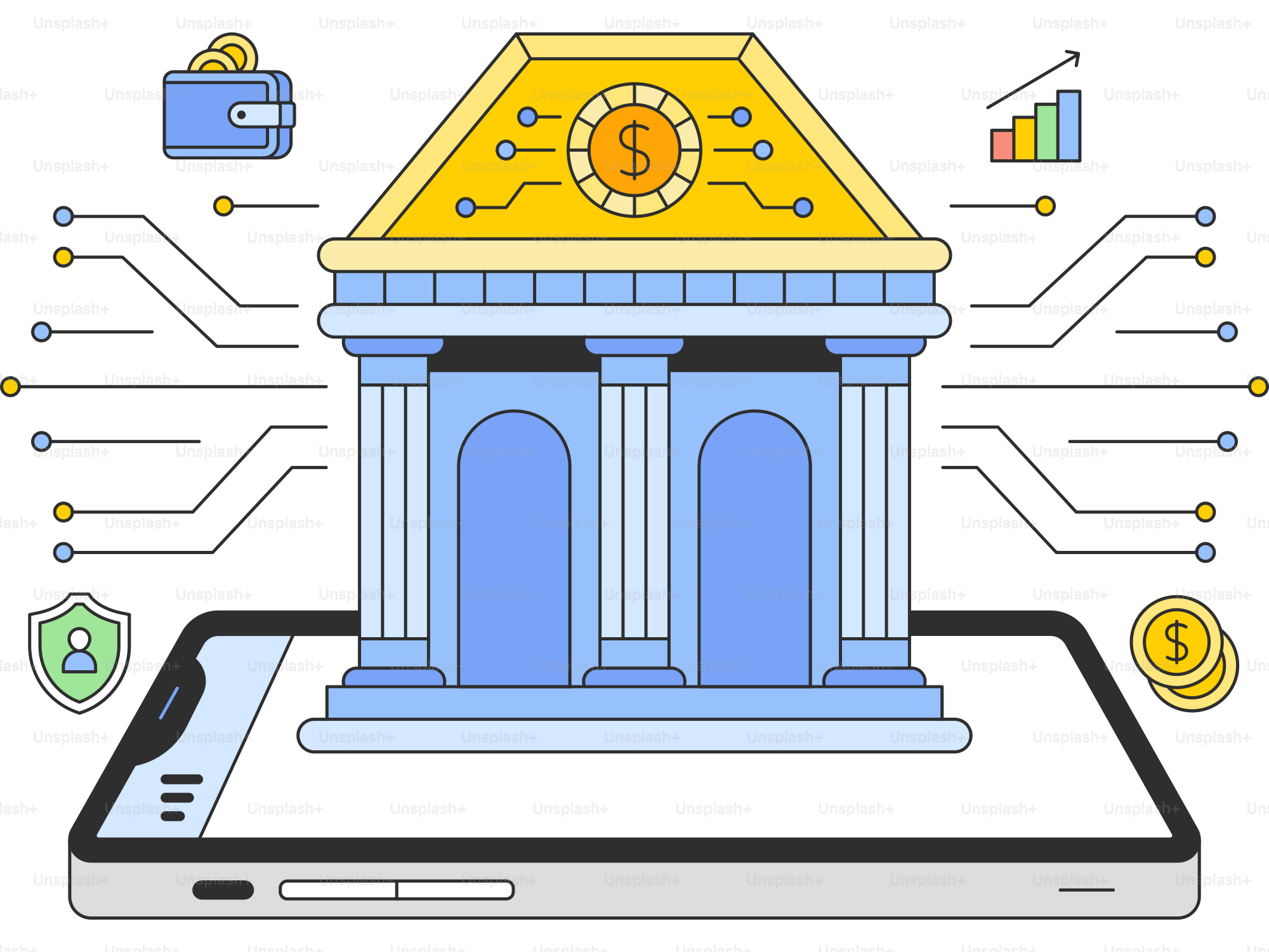 A phone with a building on top of it