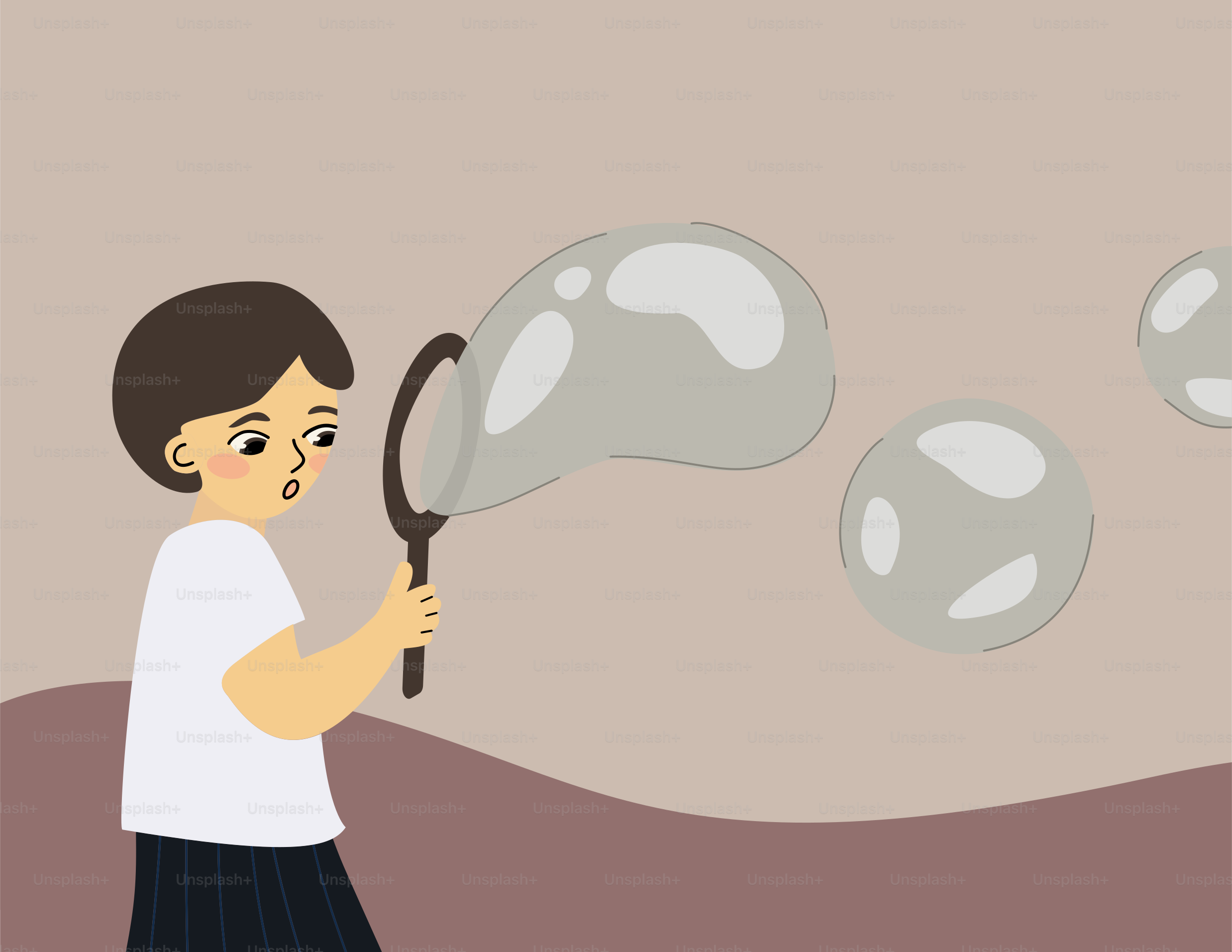 A man blowing bubbles on a wall