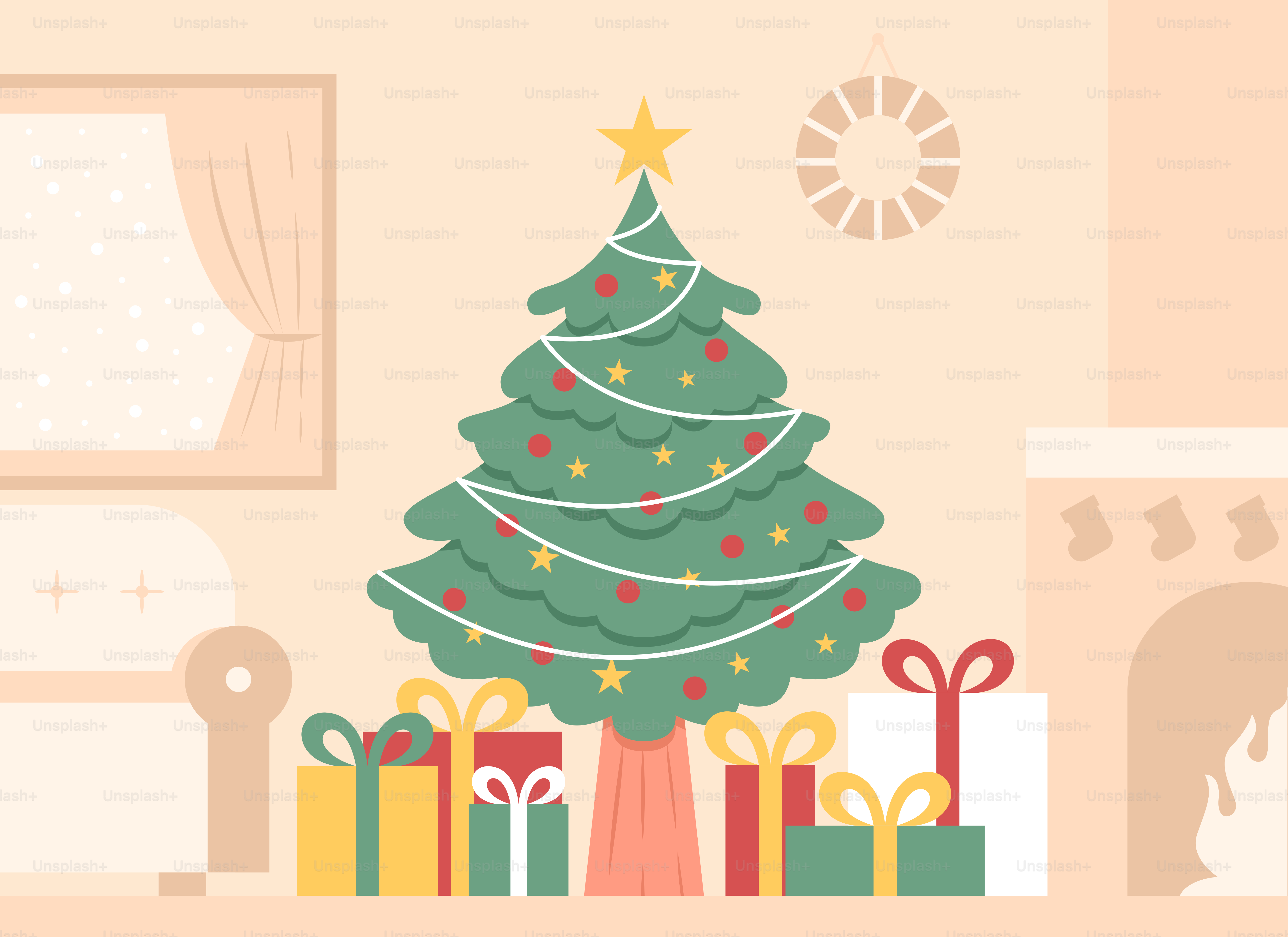 A decorated christmas tree in a living room
