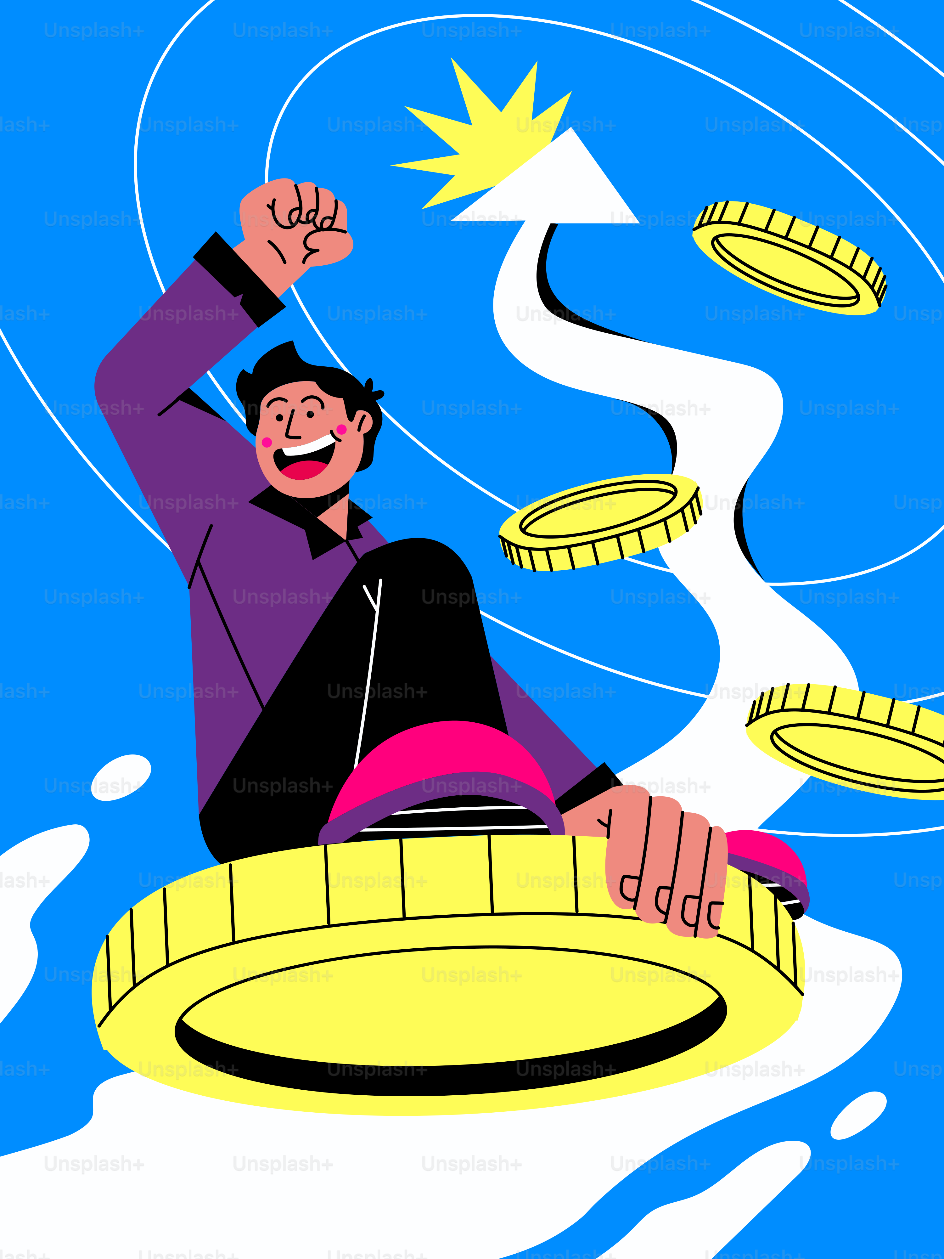 Un uomo seduto sopra un frisbee che vola nell'aria