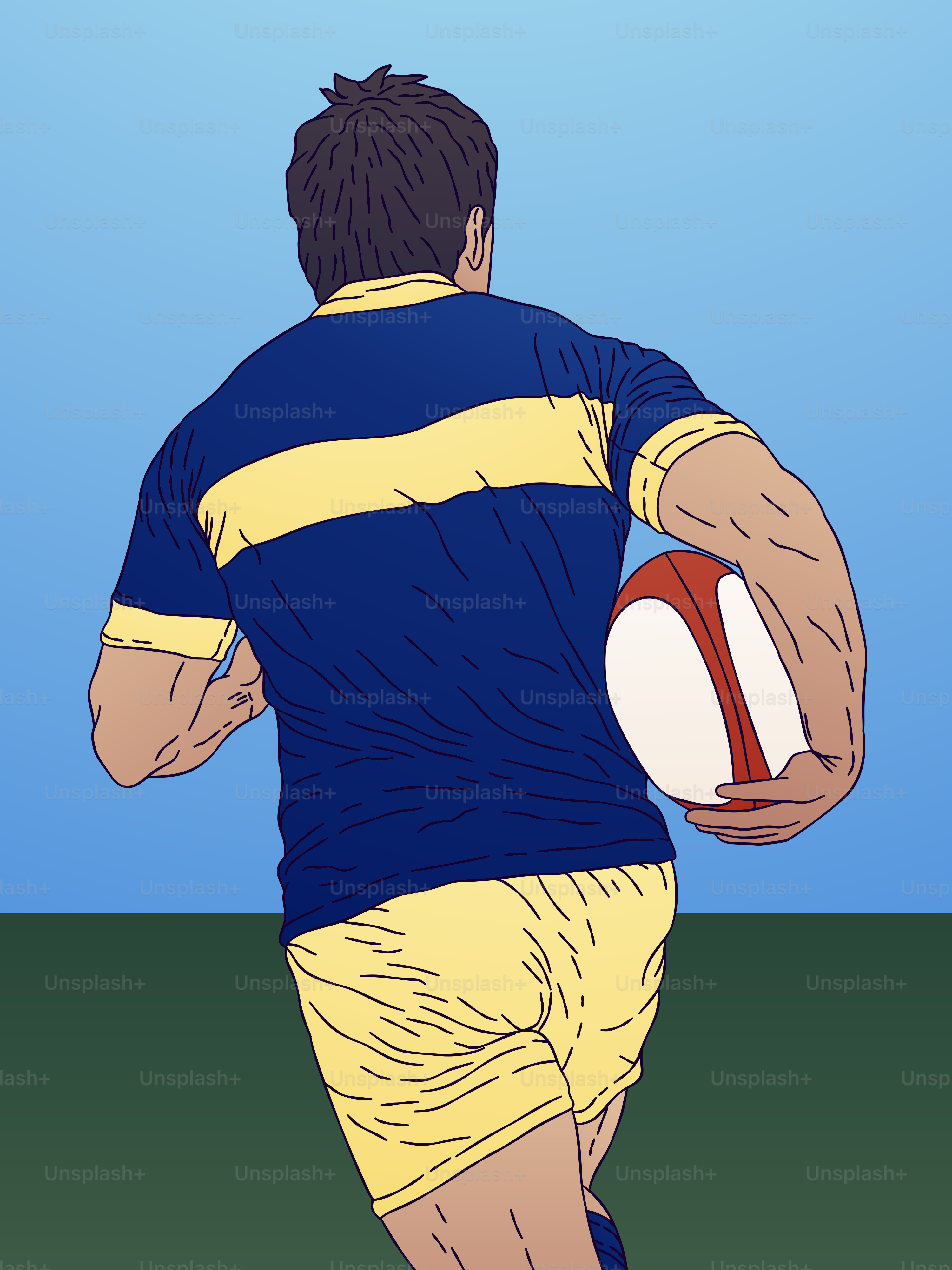 A man running with a rugby ball in his hand