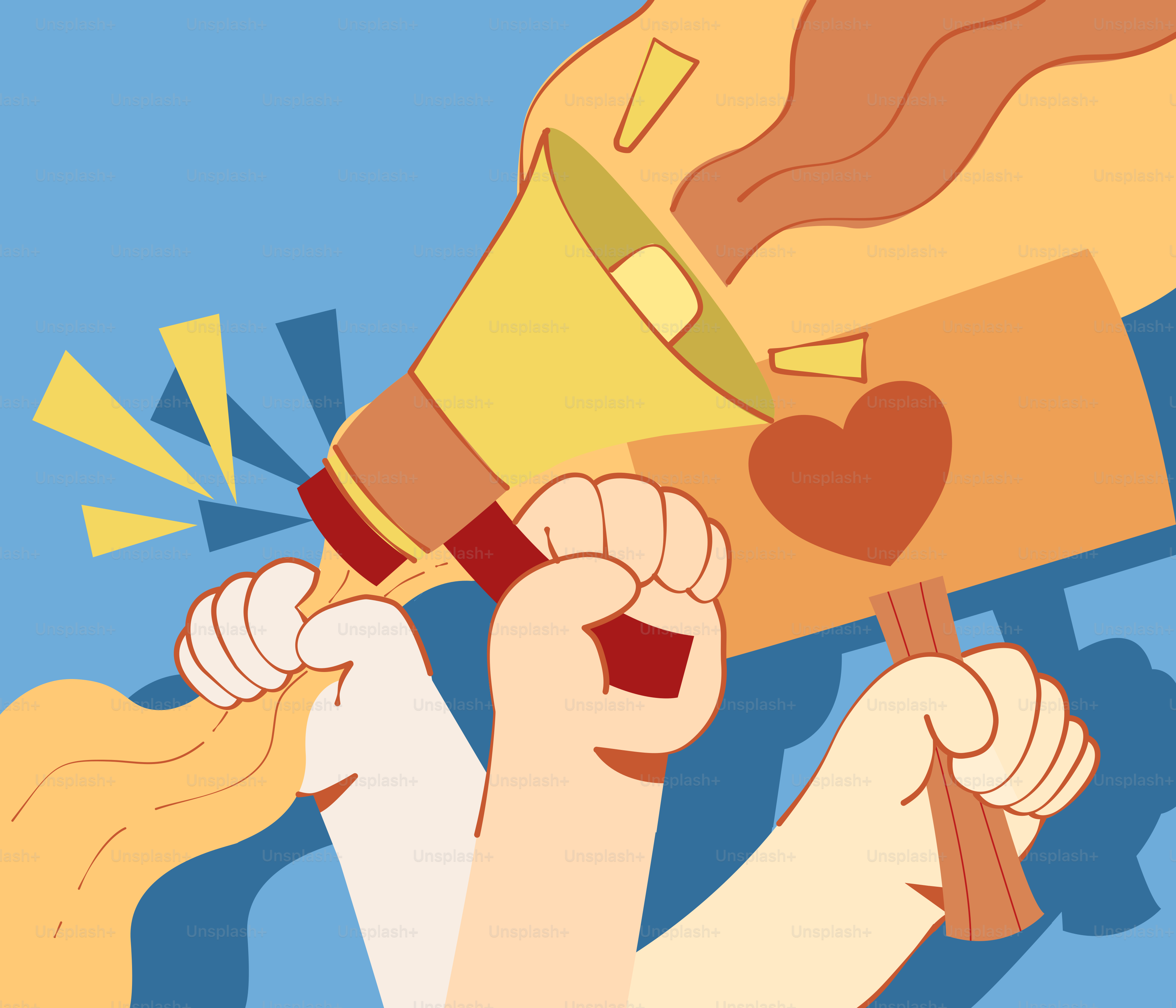 A cartoon of a person holding a megaphone