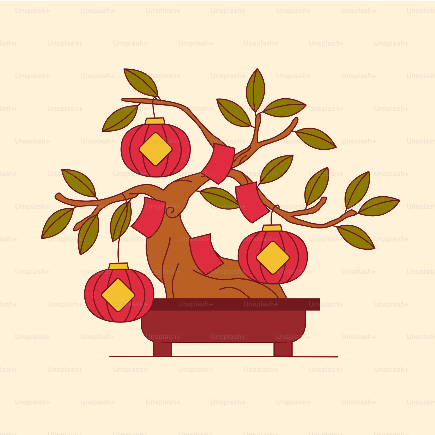 A picture of a tree with ornaments hanging from it