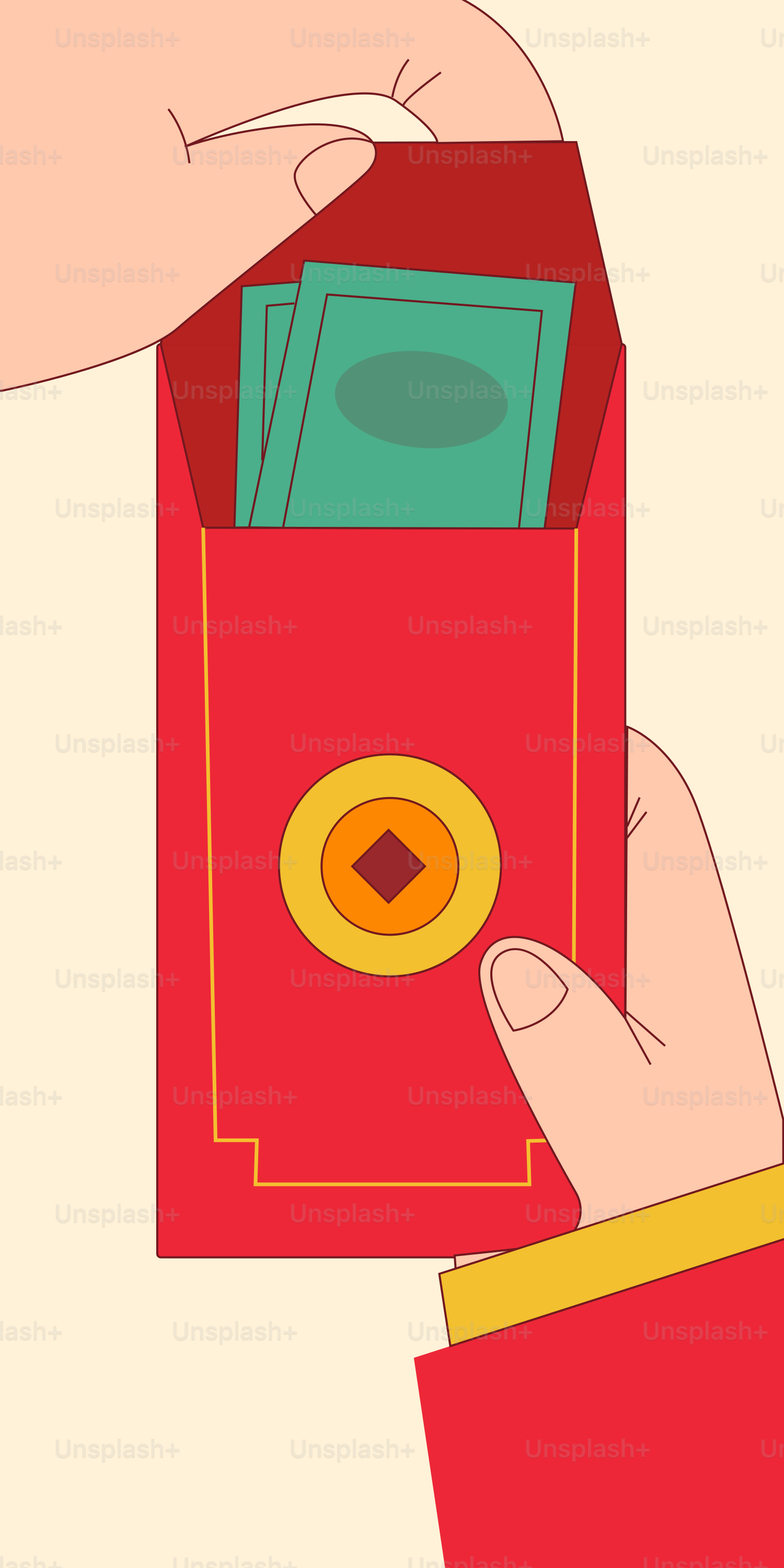 A person holding a red envelope with money in it