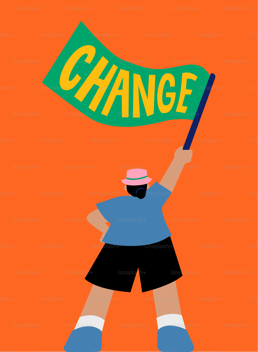 「変化」と書かれた看板を持つ人