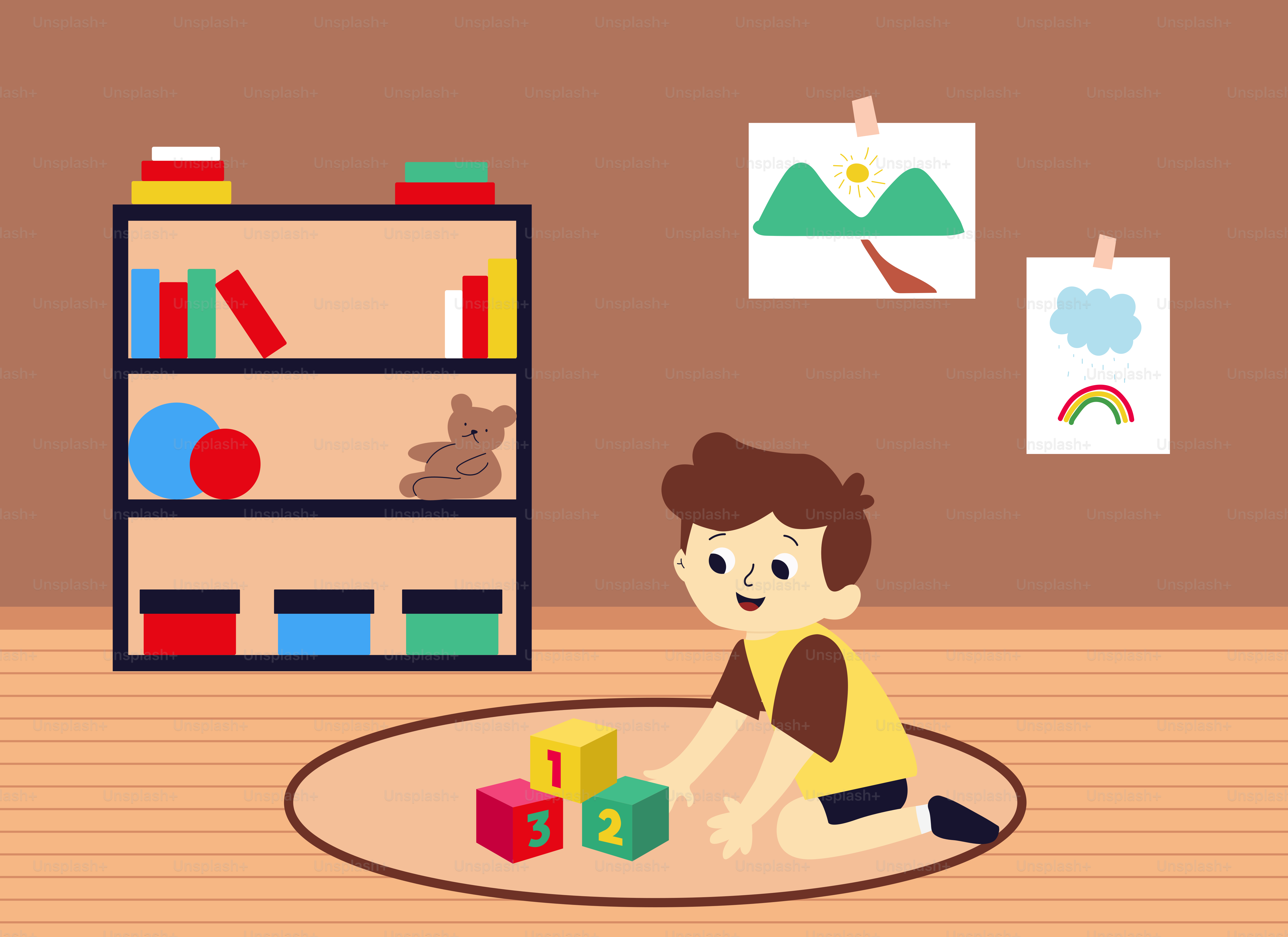 Un niño jugando con bloques en una habitación