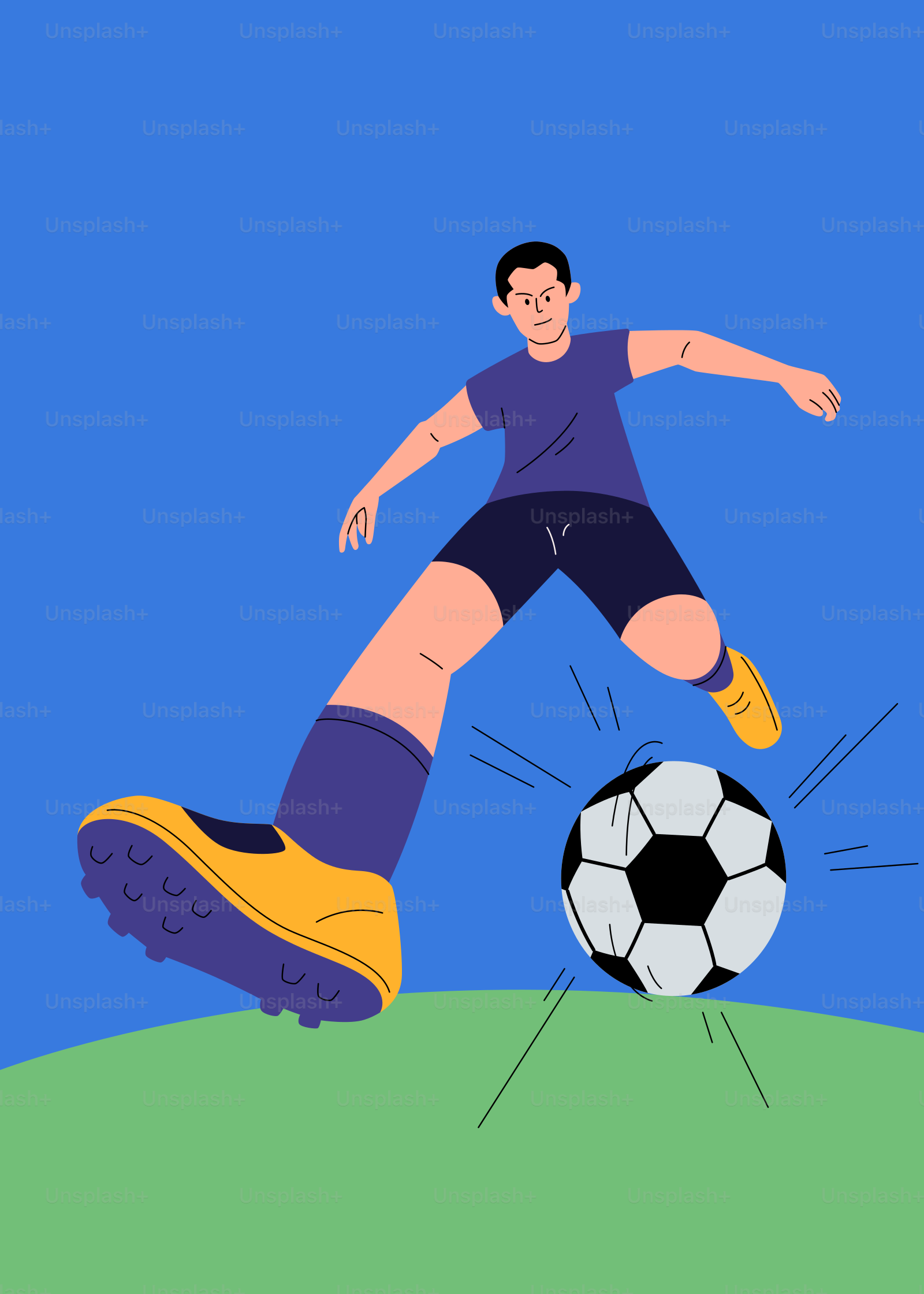 A man kicking a soccer ball on top of a field