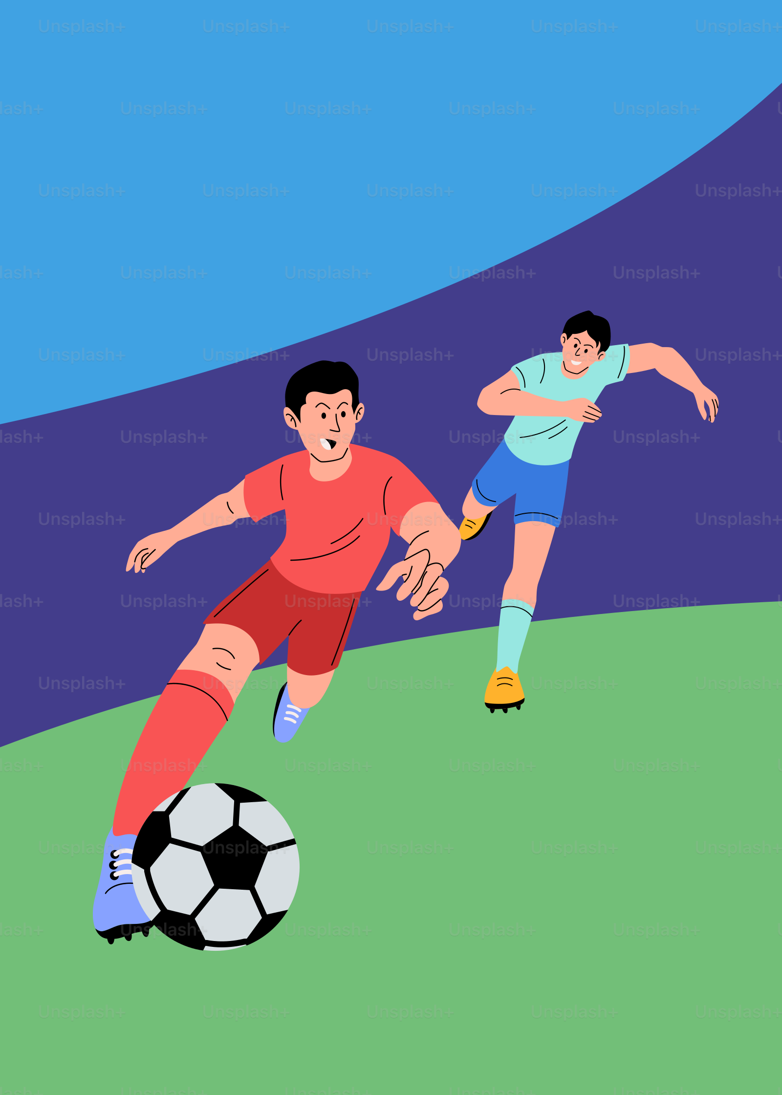 A couple of men playing a game of soccer