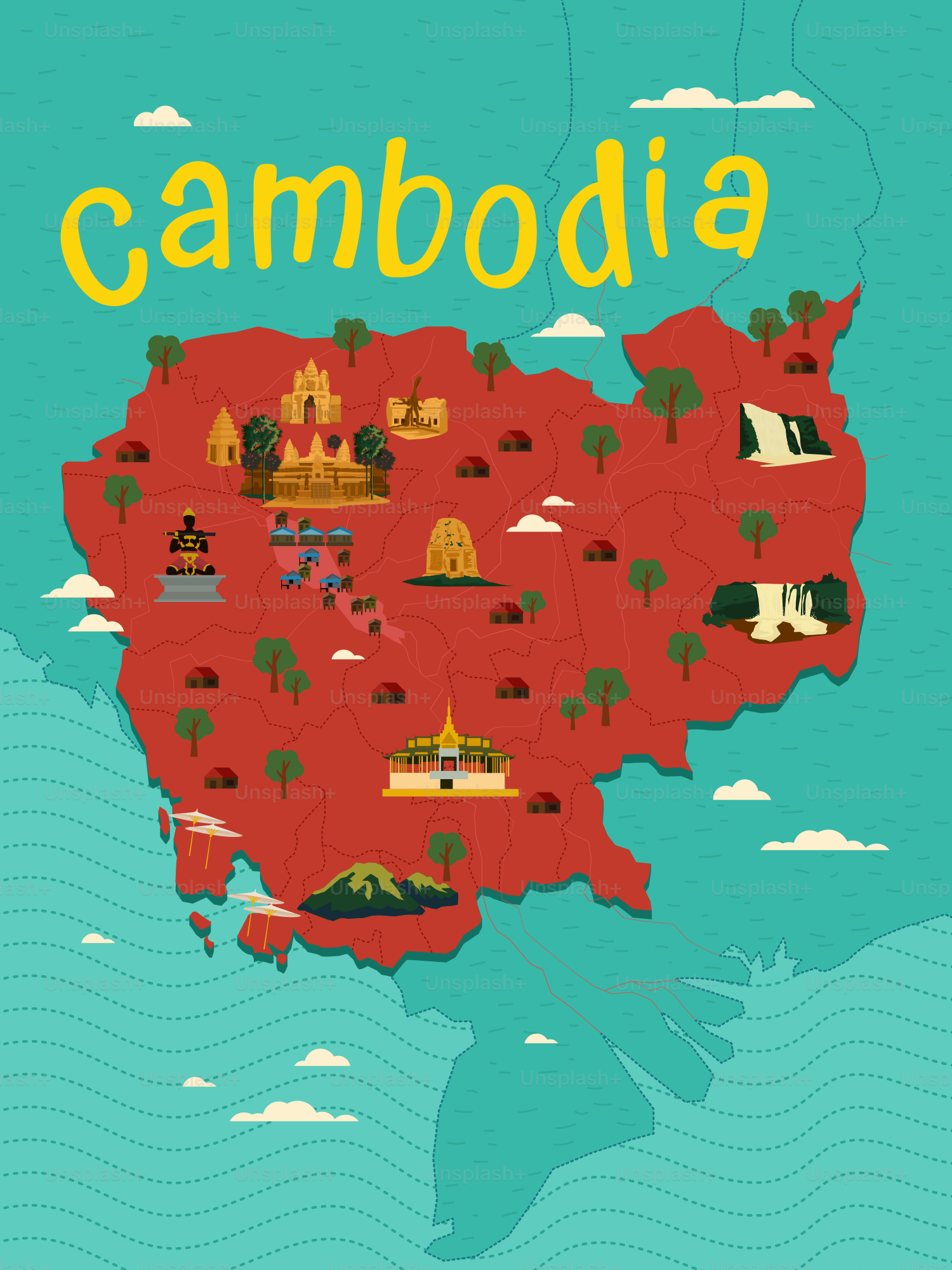 A map of the country of cambodia
