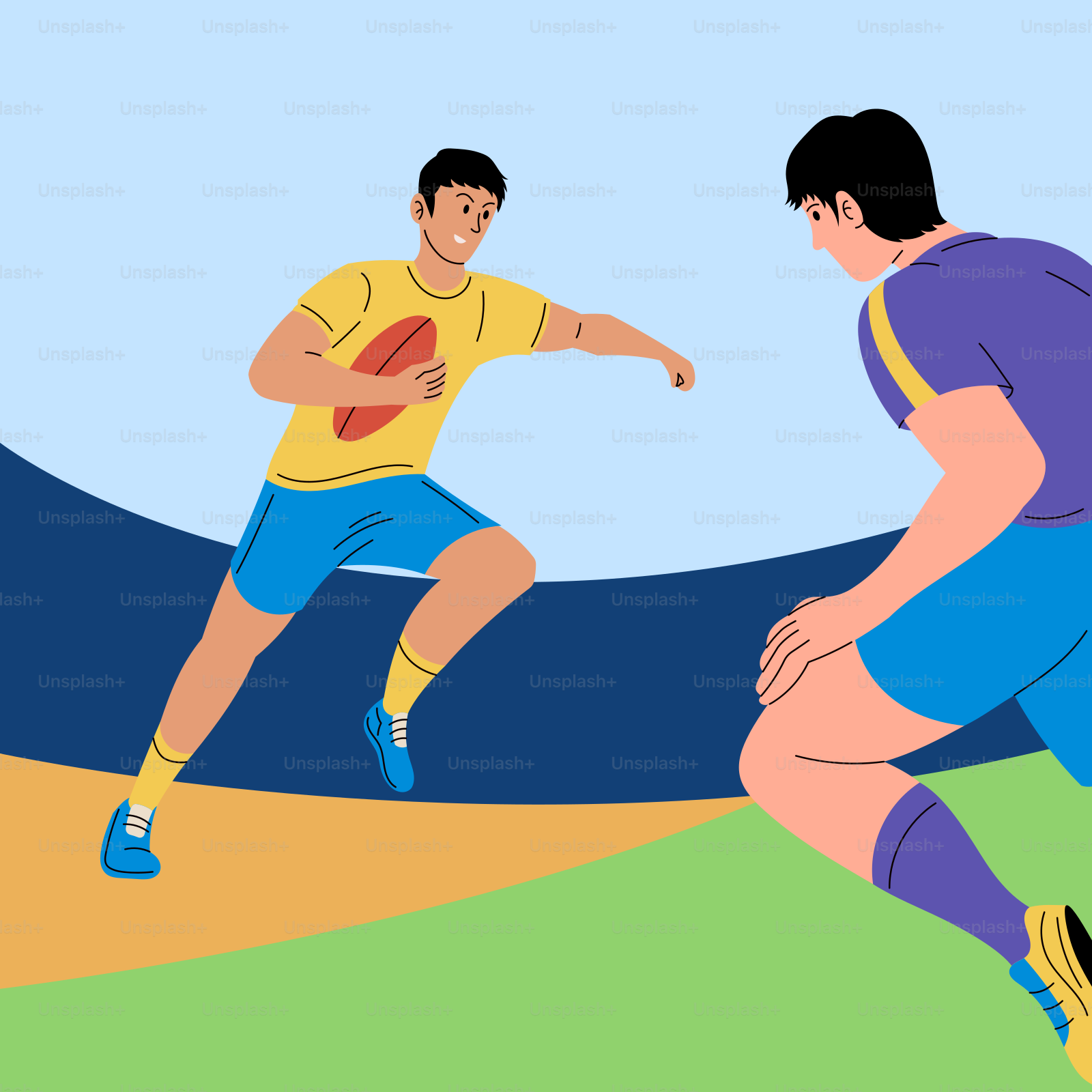 A couple of men playing a game of frisbee