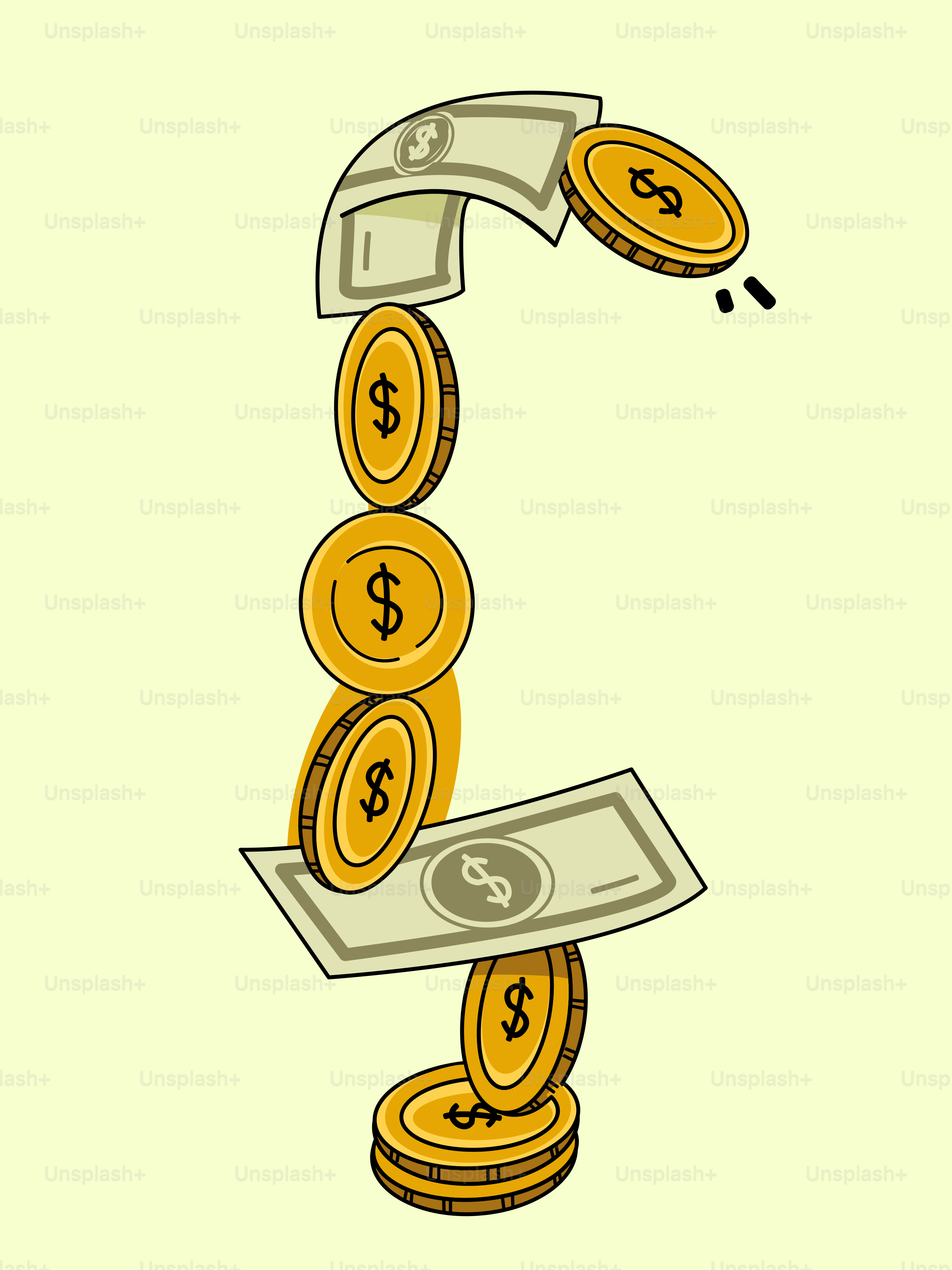 Ein Geldstapel, der auf einem Münzhaufen liegt