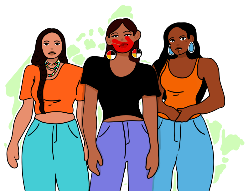 A group of three women standing next to each other