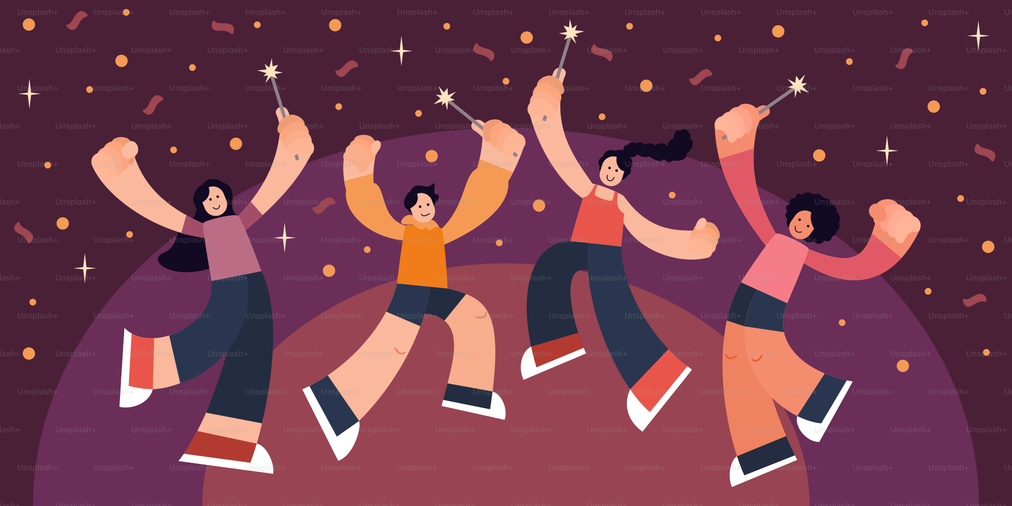 Eine Gruppe von Menschen, die in die Luft springen