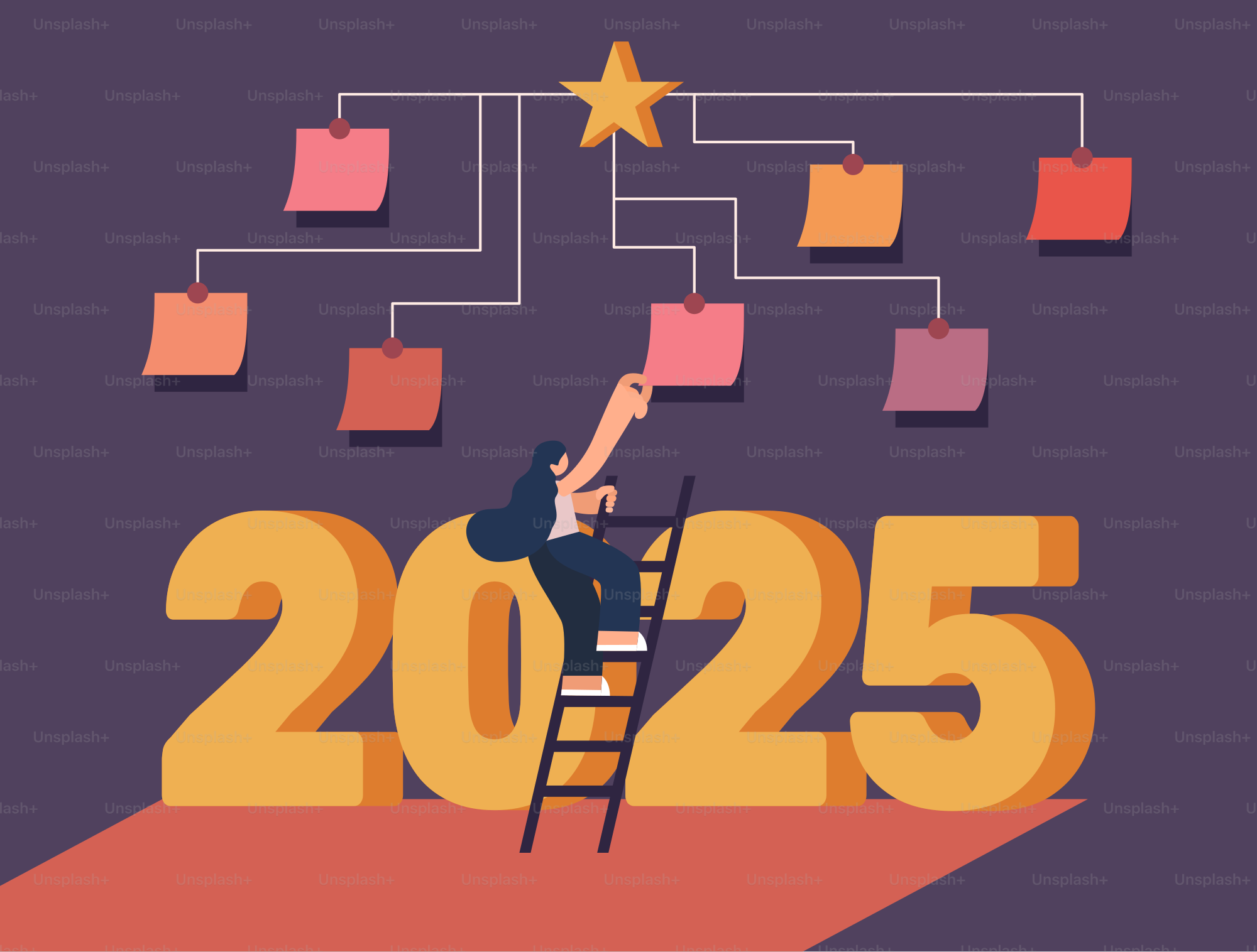 Ein Mann, der eine Leiter hinaufklettert, um einen Stern zu erreichen