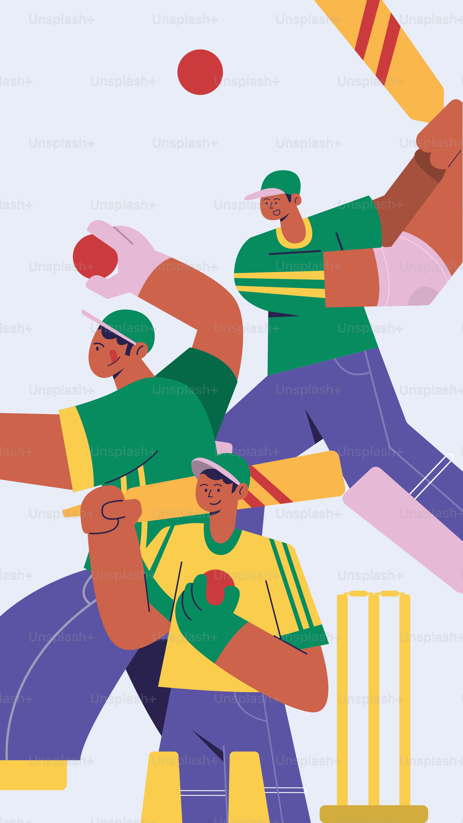 A group of men playing a game of cricket