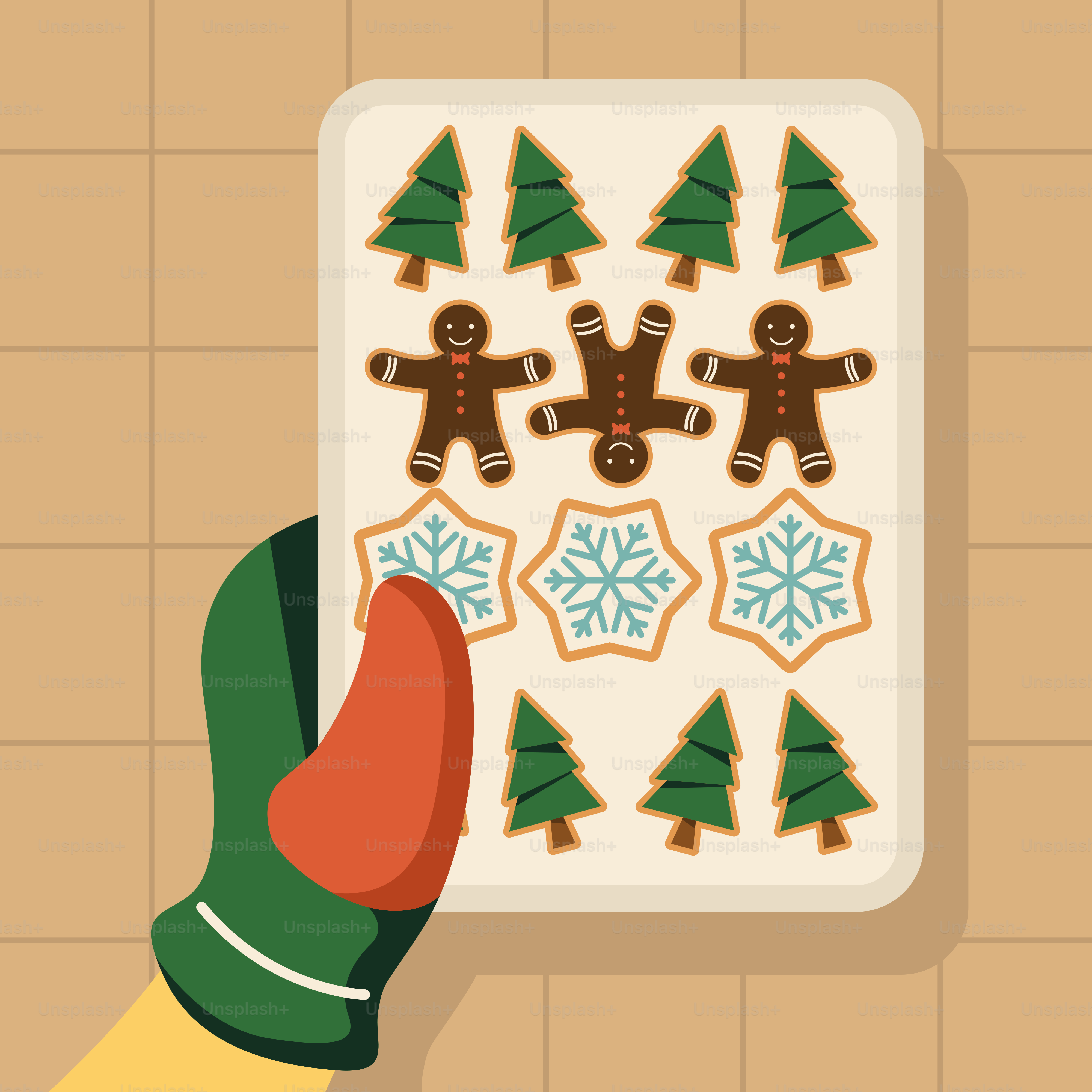 A hand is holding a sticker with ginger cookies on it