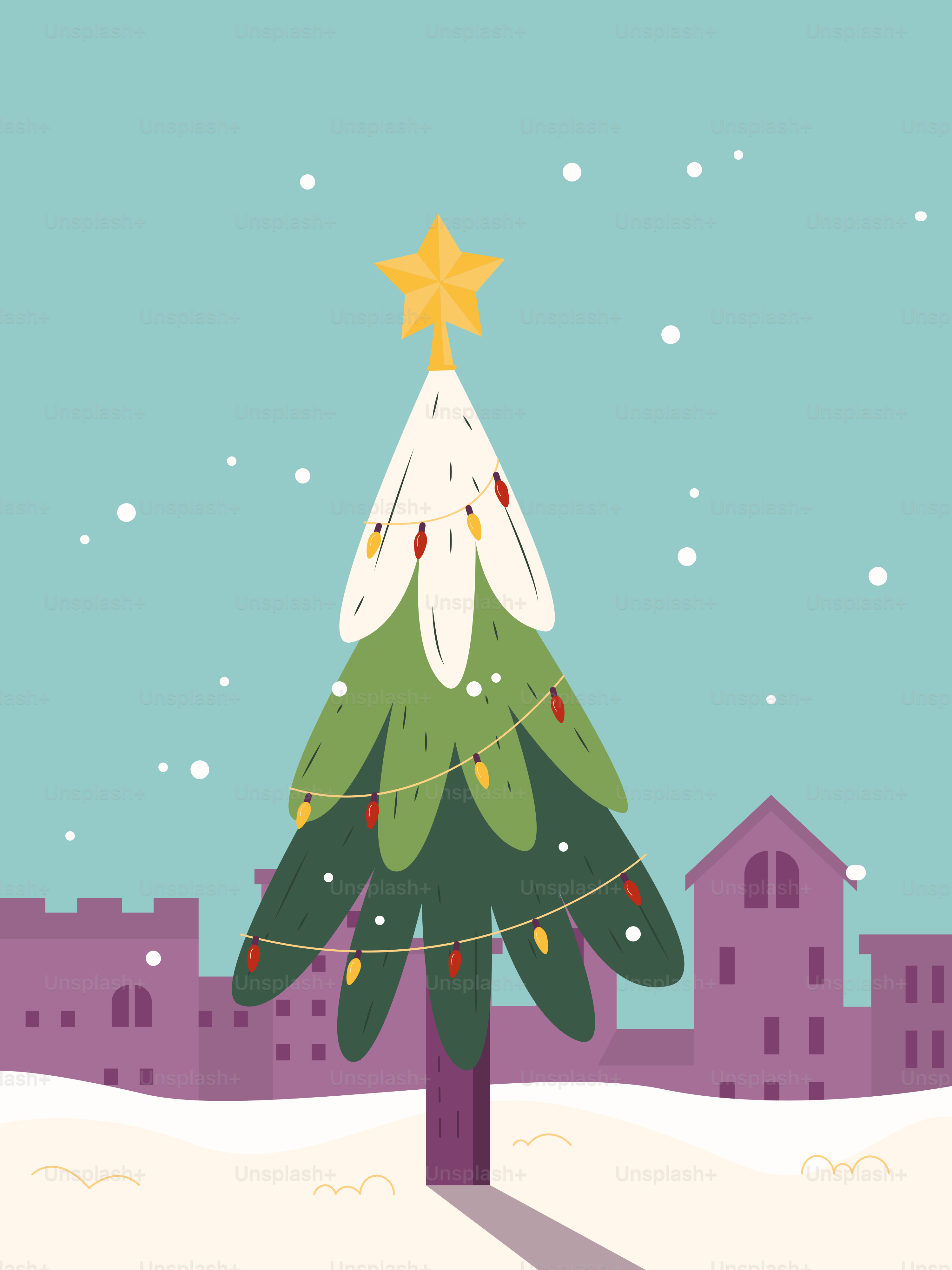 Ein Weihnachtsbaum mit einem Stern darauf