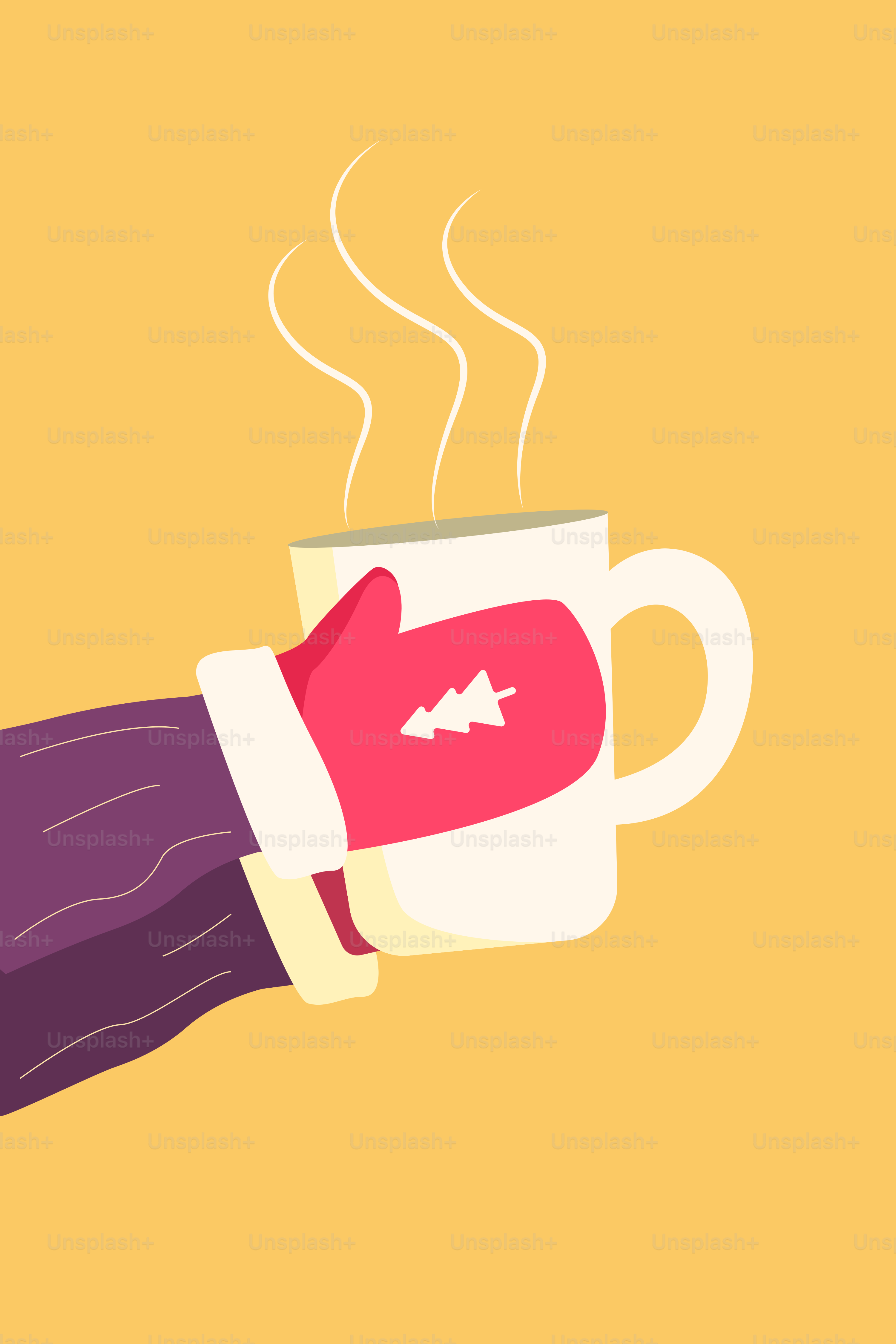 A hand holding a coffee cup with a bird on it