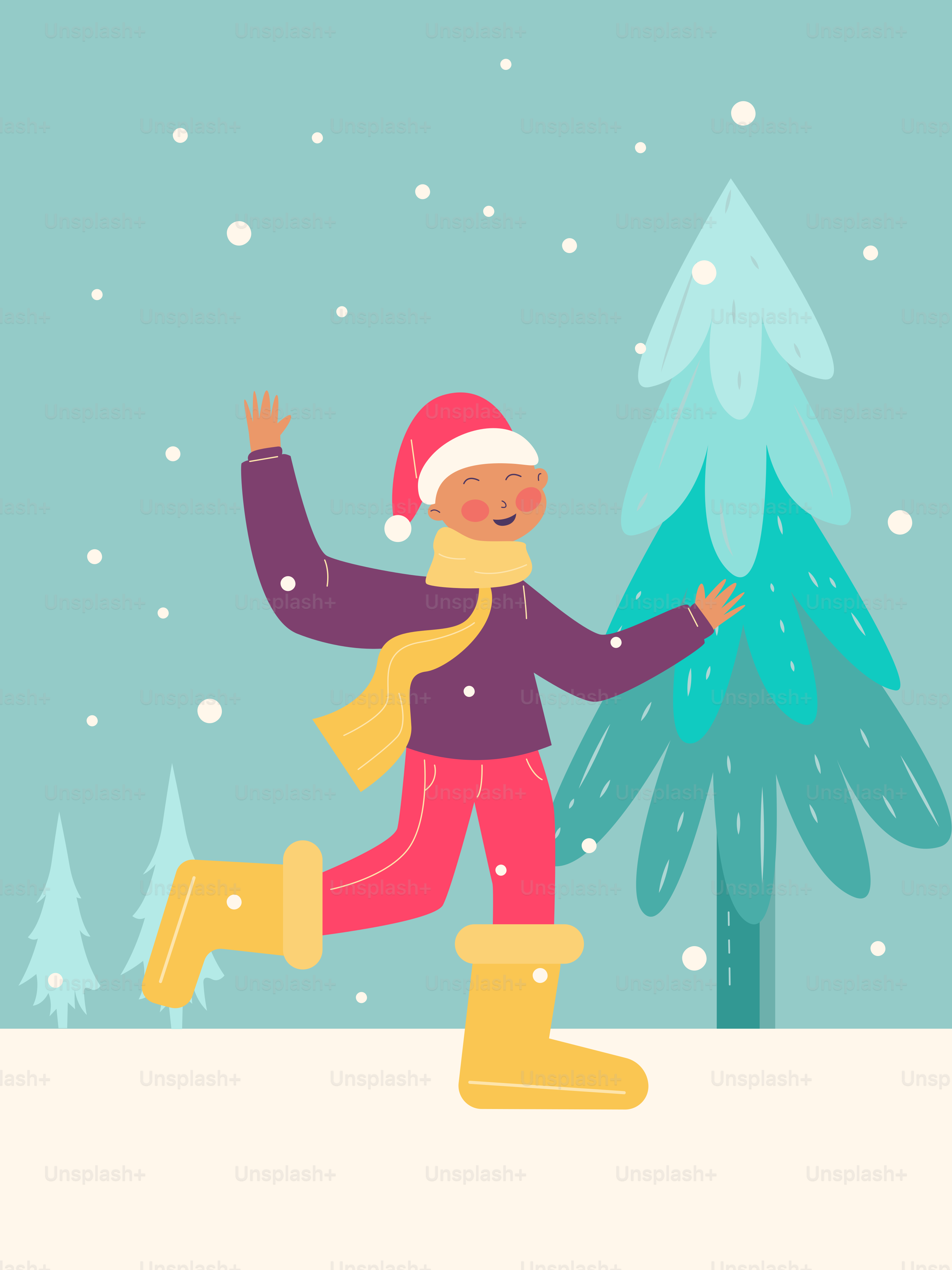 A person in a hat and boots walking in the snow