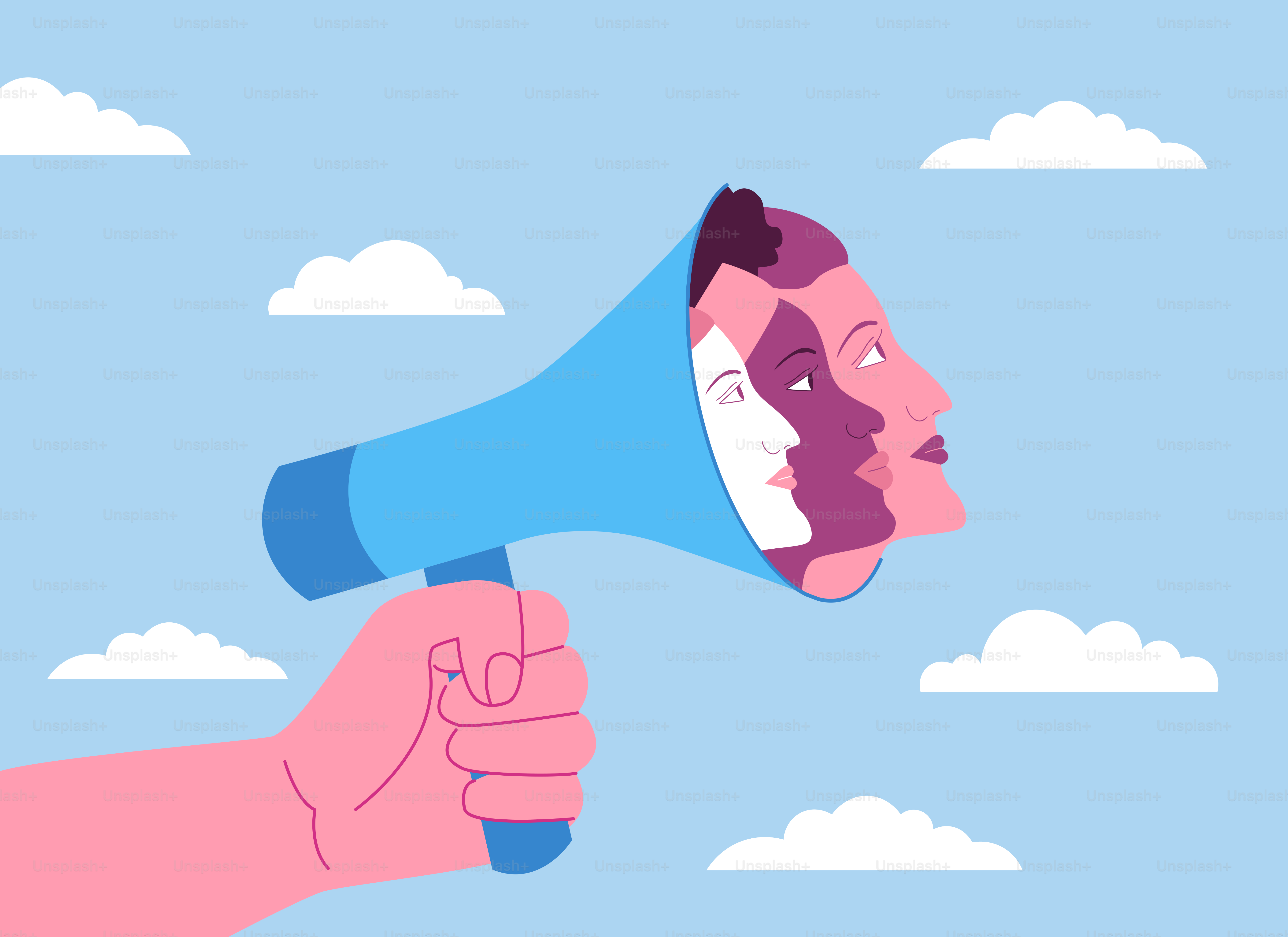 A man with a megaphone in his hand