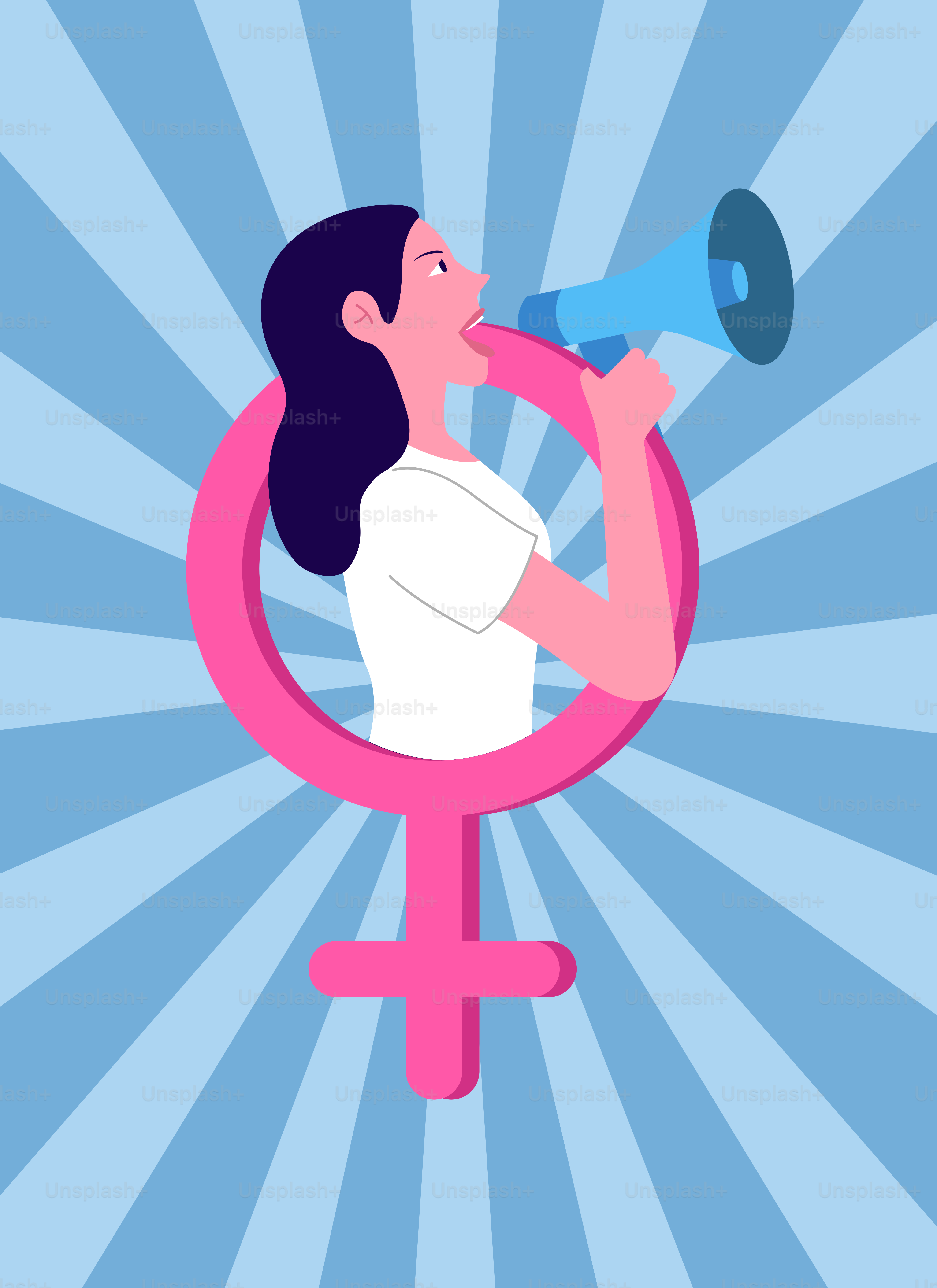 Une femme avec un mégaphone à la main