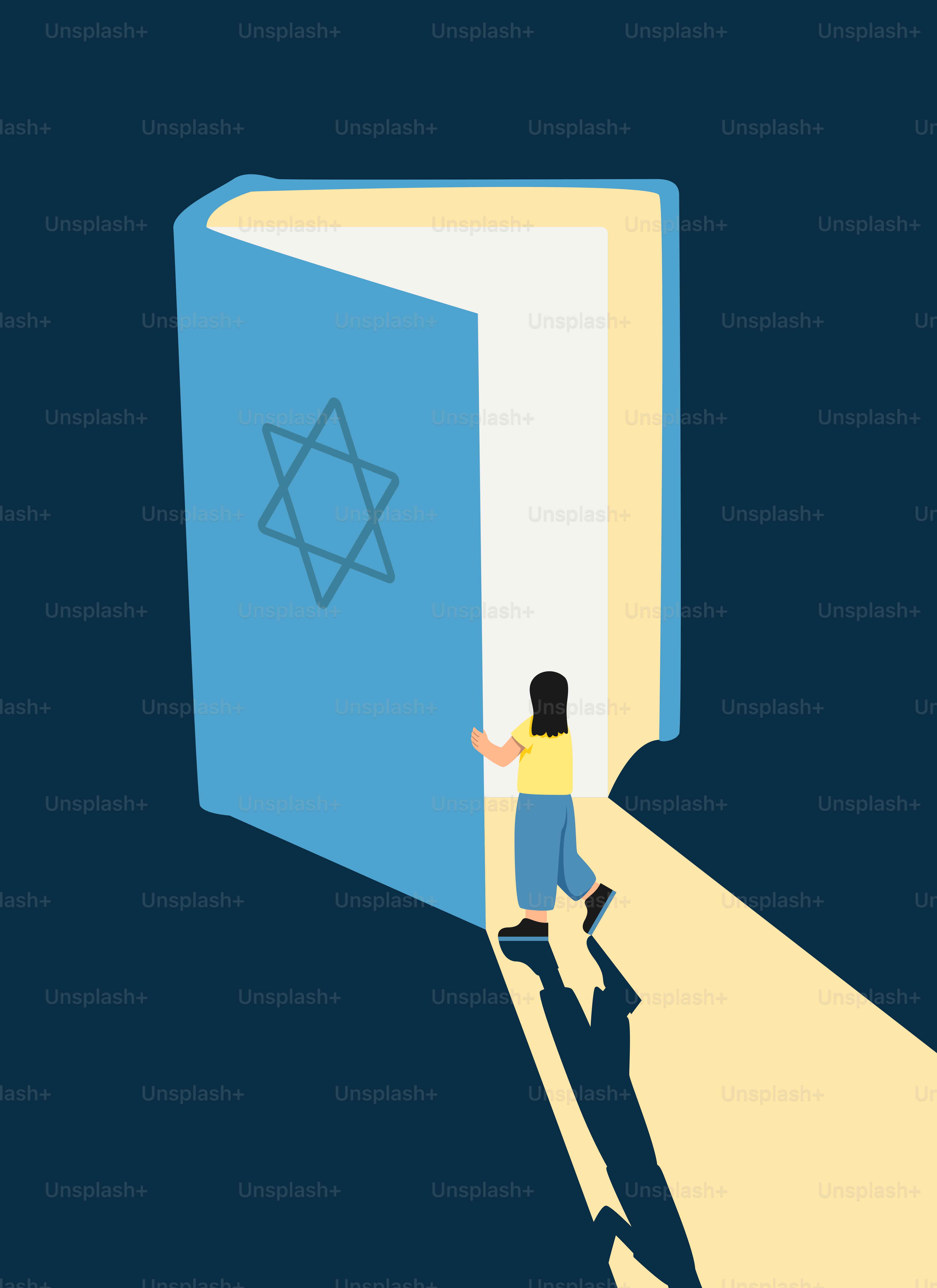 A person standing in front of an open book