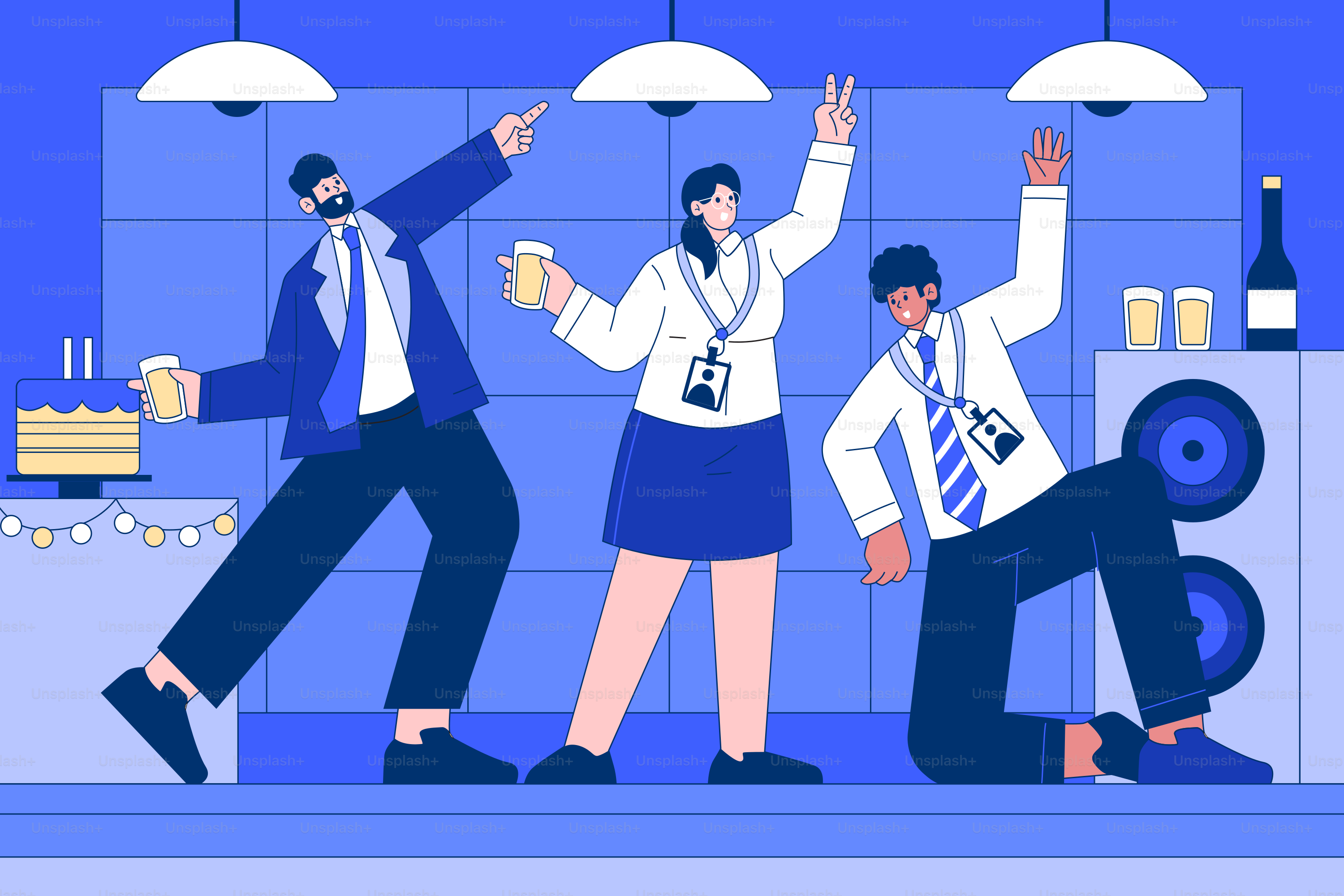 A group of people standing in front of a counter