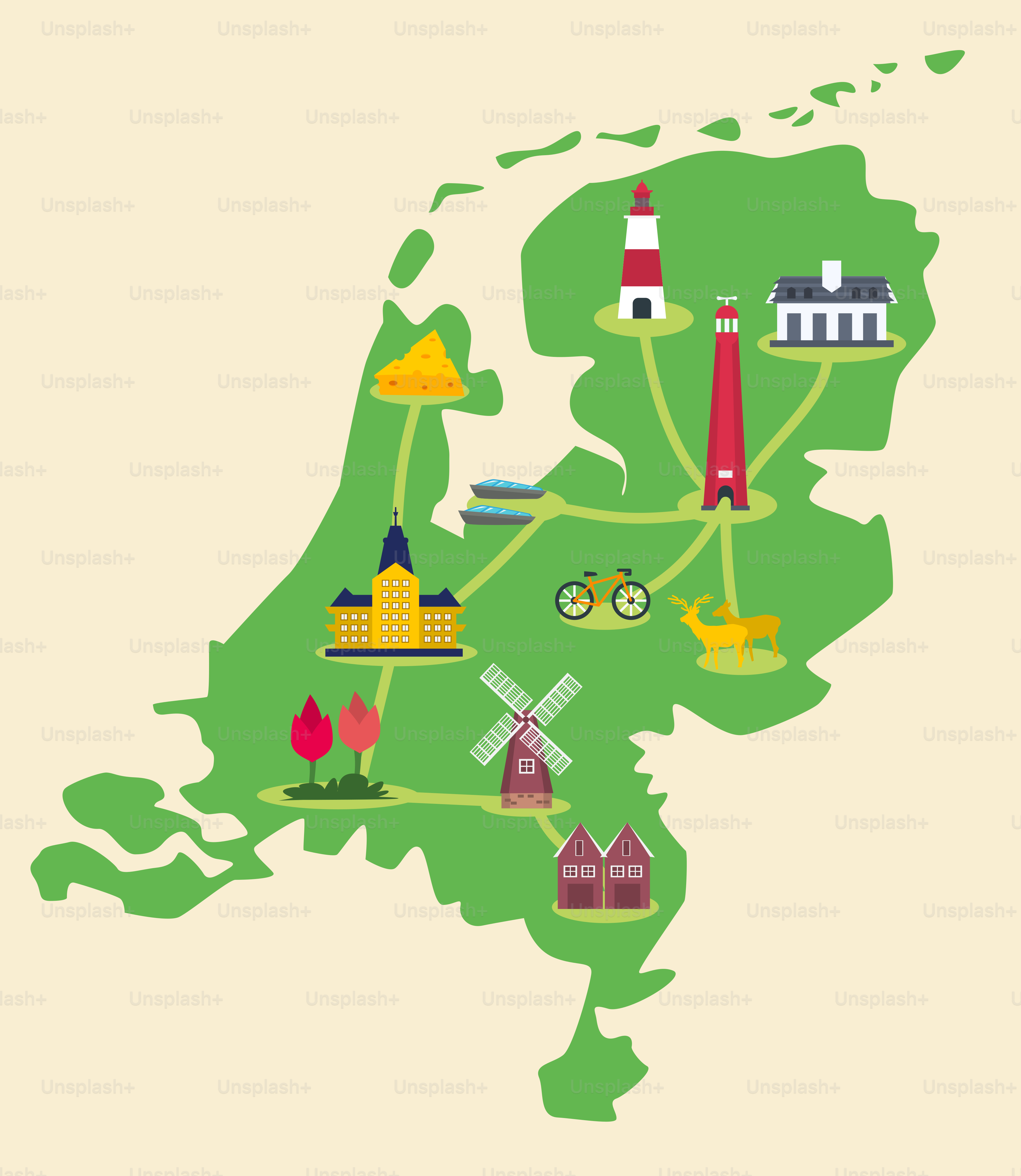 Un mapa de Estados Unidos con muchas cosas diferentes