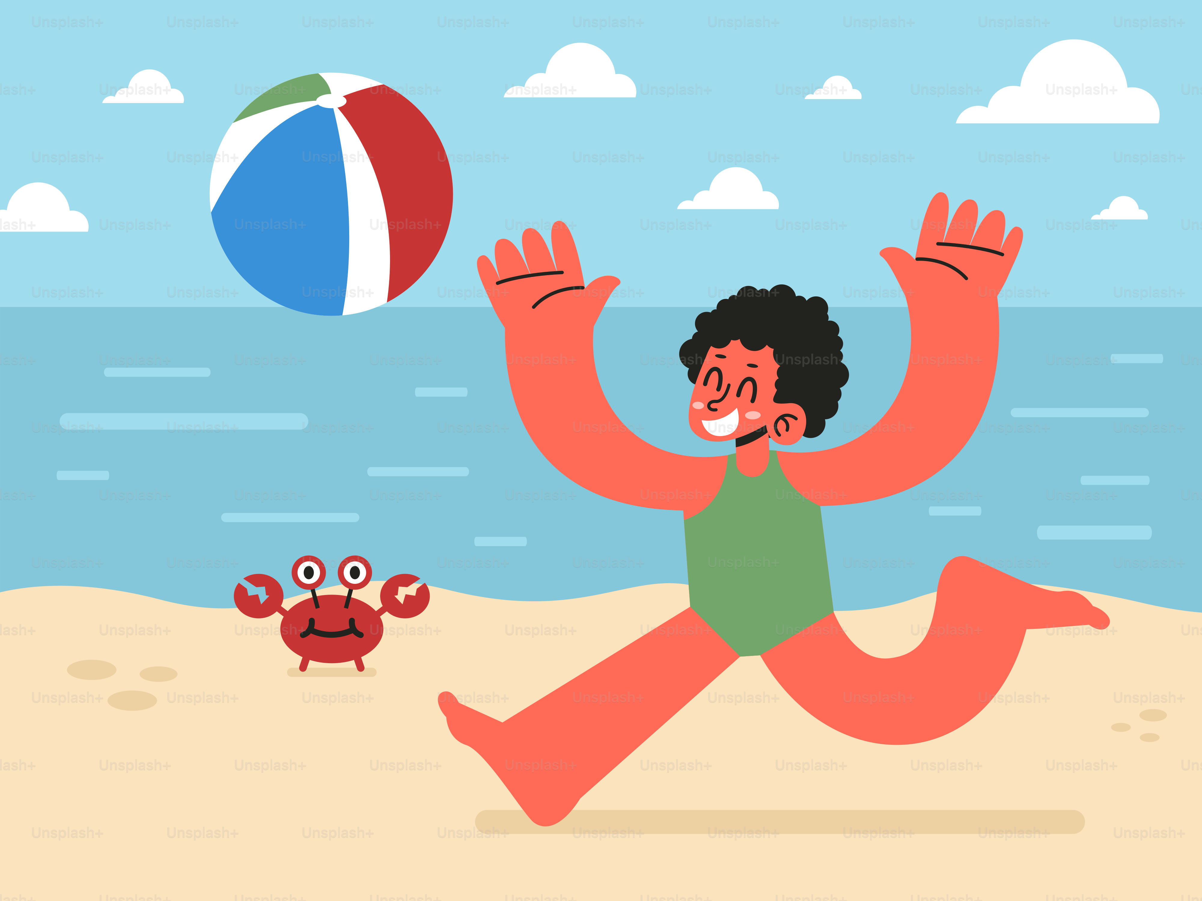 Ein Mann spielt mit einem Ball am Strand