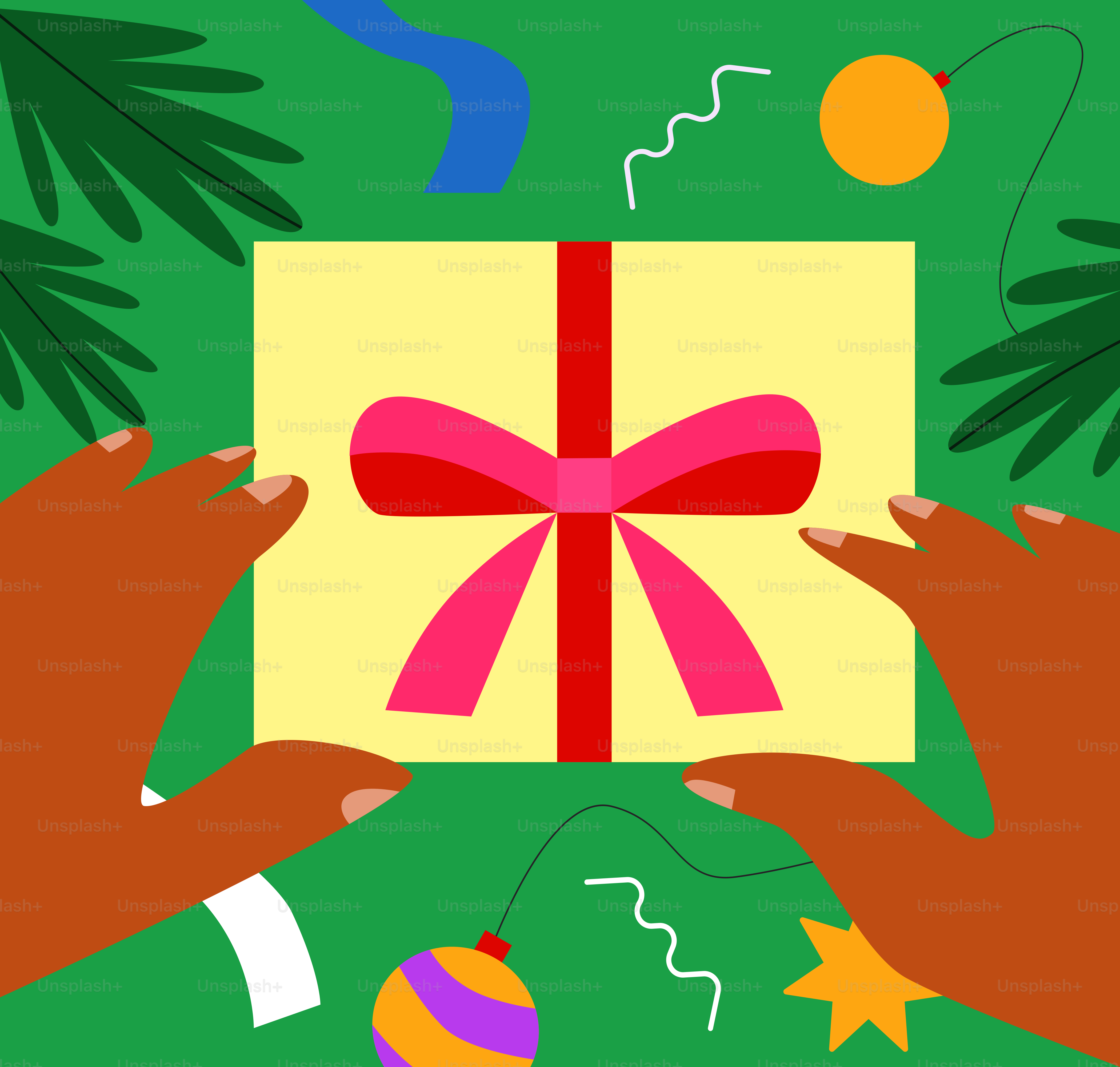 Two hands holding a gift box with a red bow