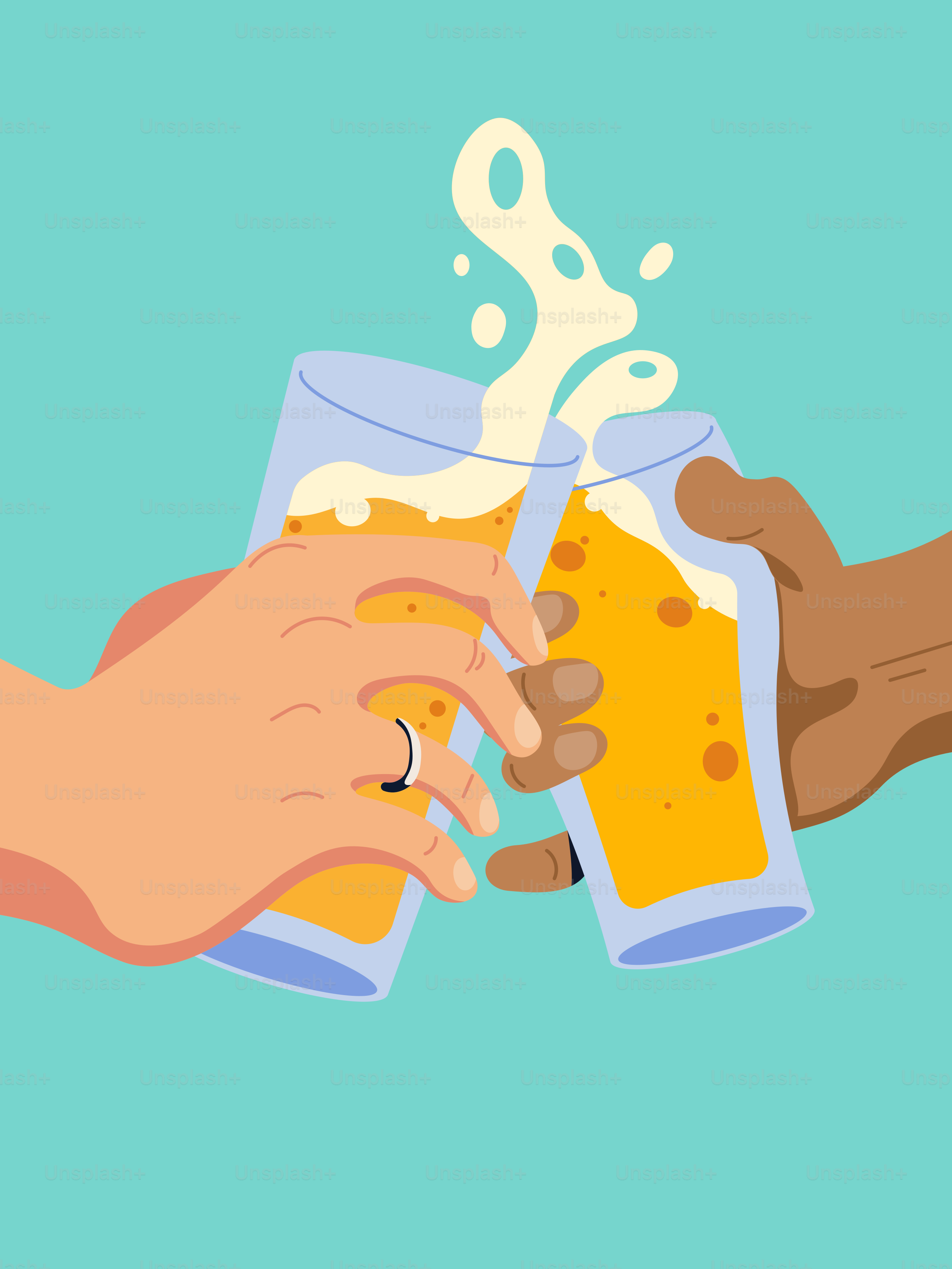 A couple of people are toasting with beer