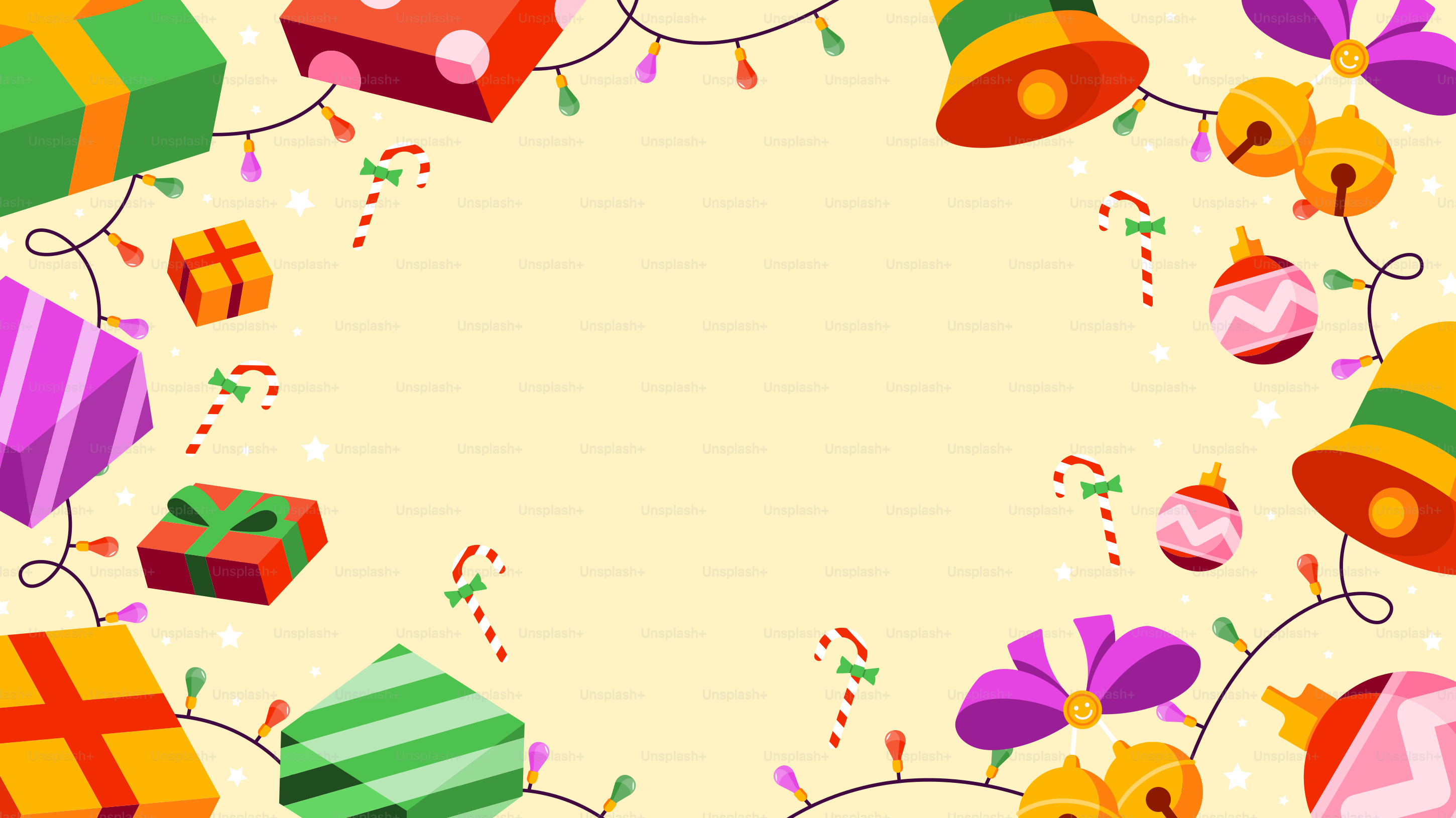 A frame made up of many different presents