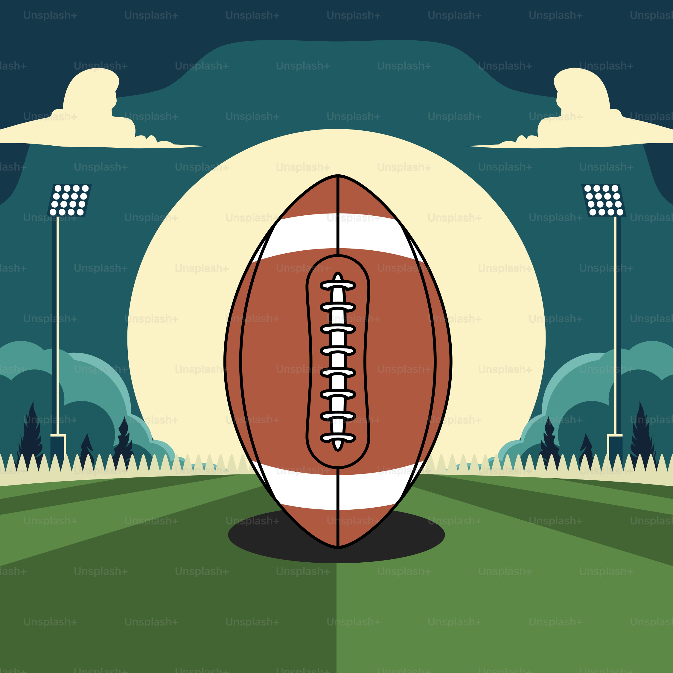 A football sitting on top of a lush green field