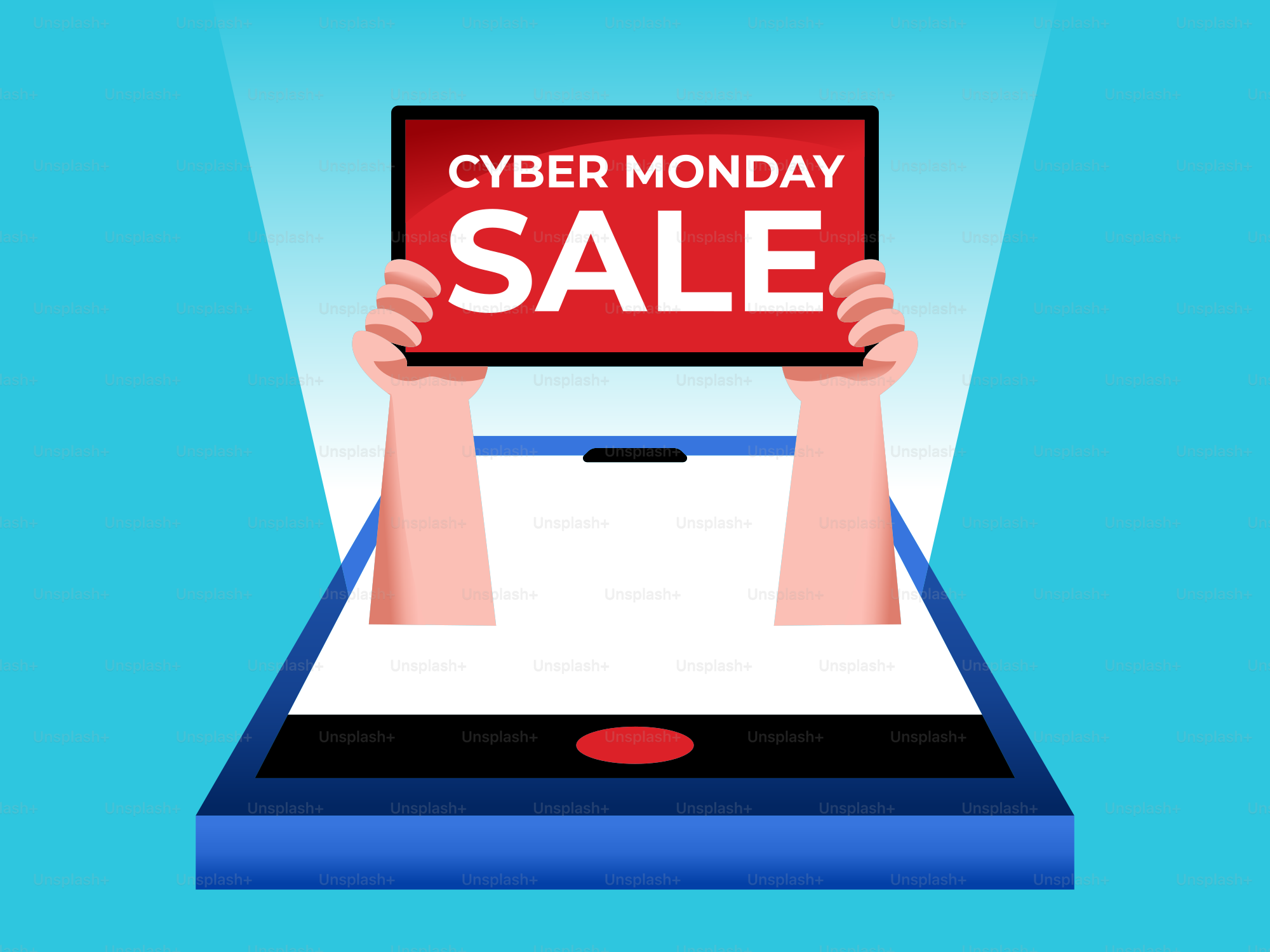 A person holding up a sign that says cyber monday sale