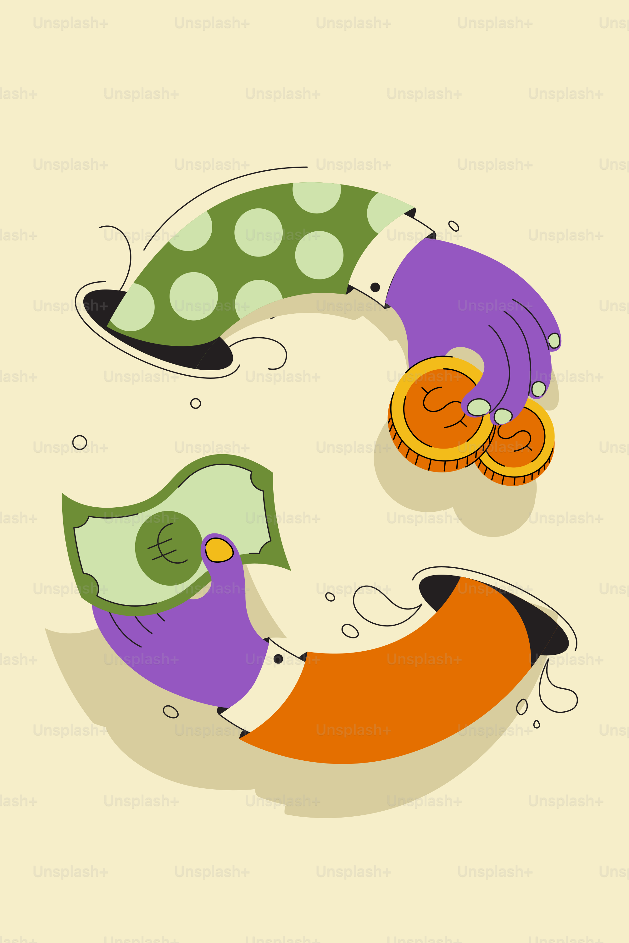 A card with an image of a pair of hands holding money