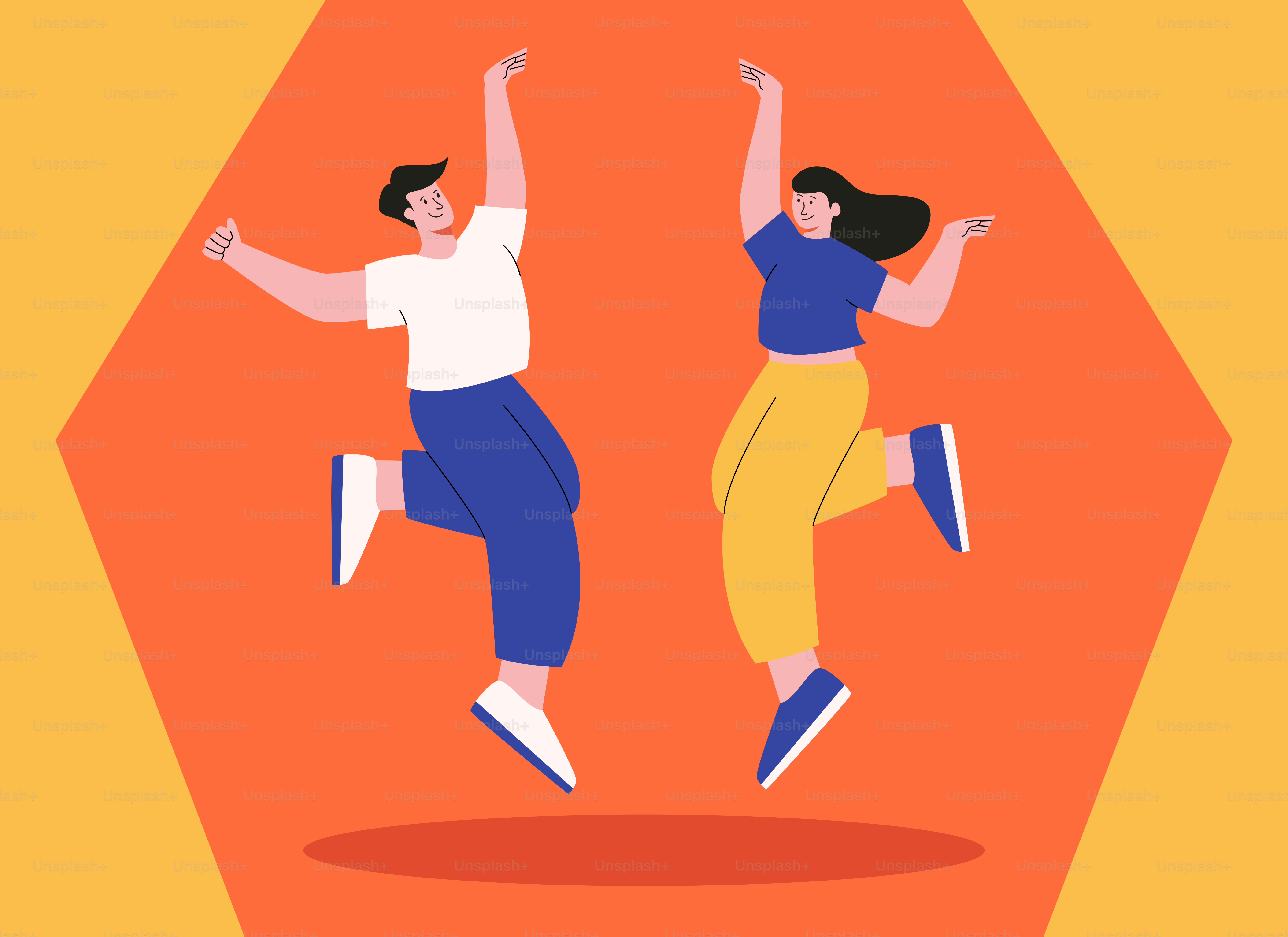 A couple of people that are jumping in the air