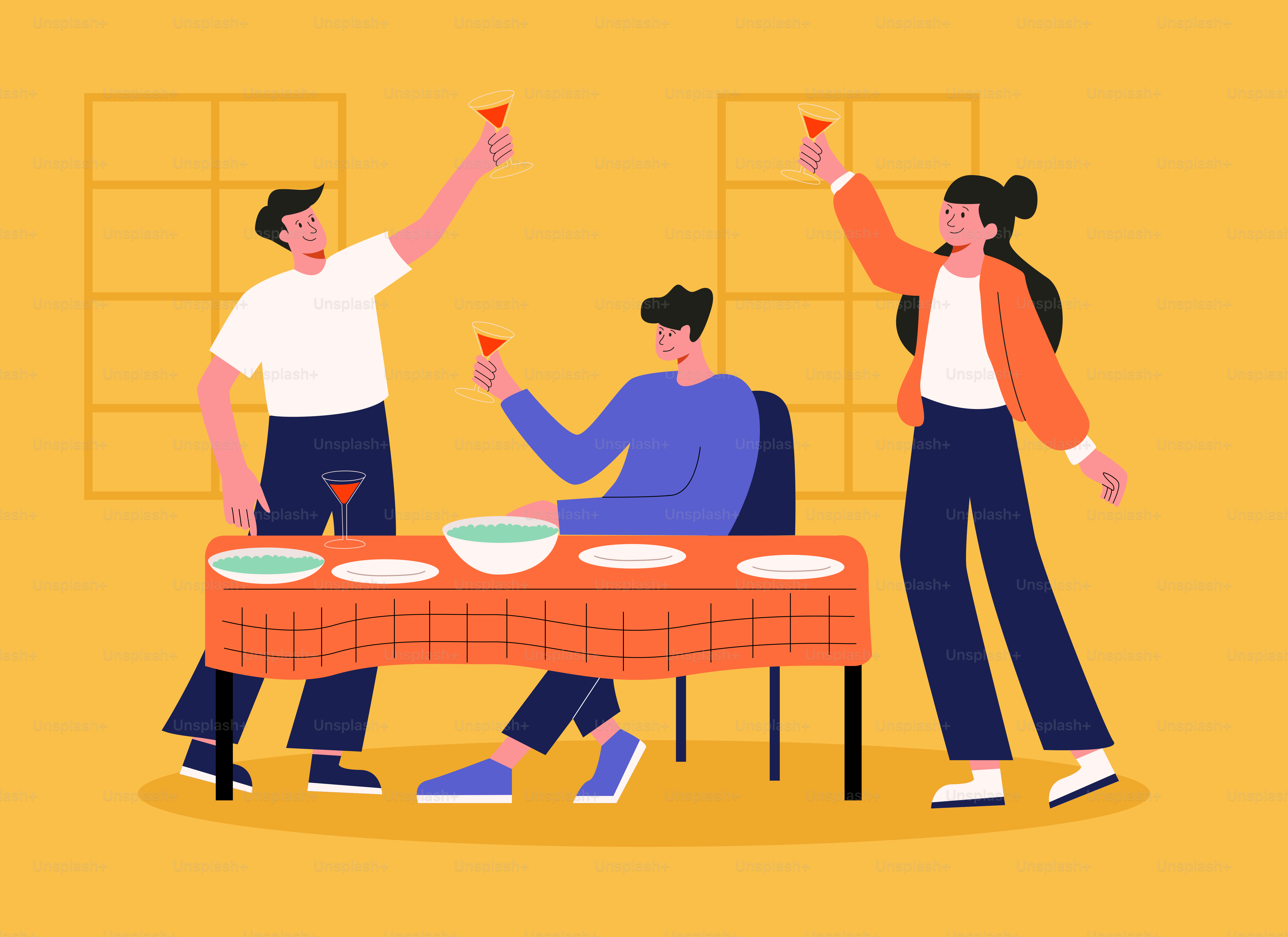 A group of people standing around a table