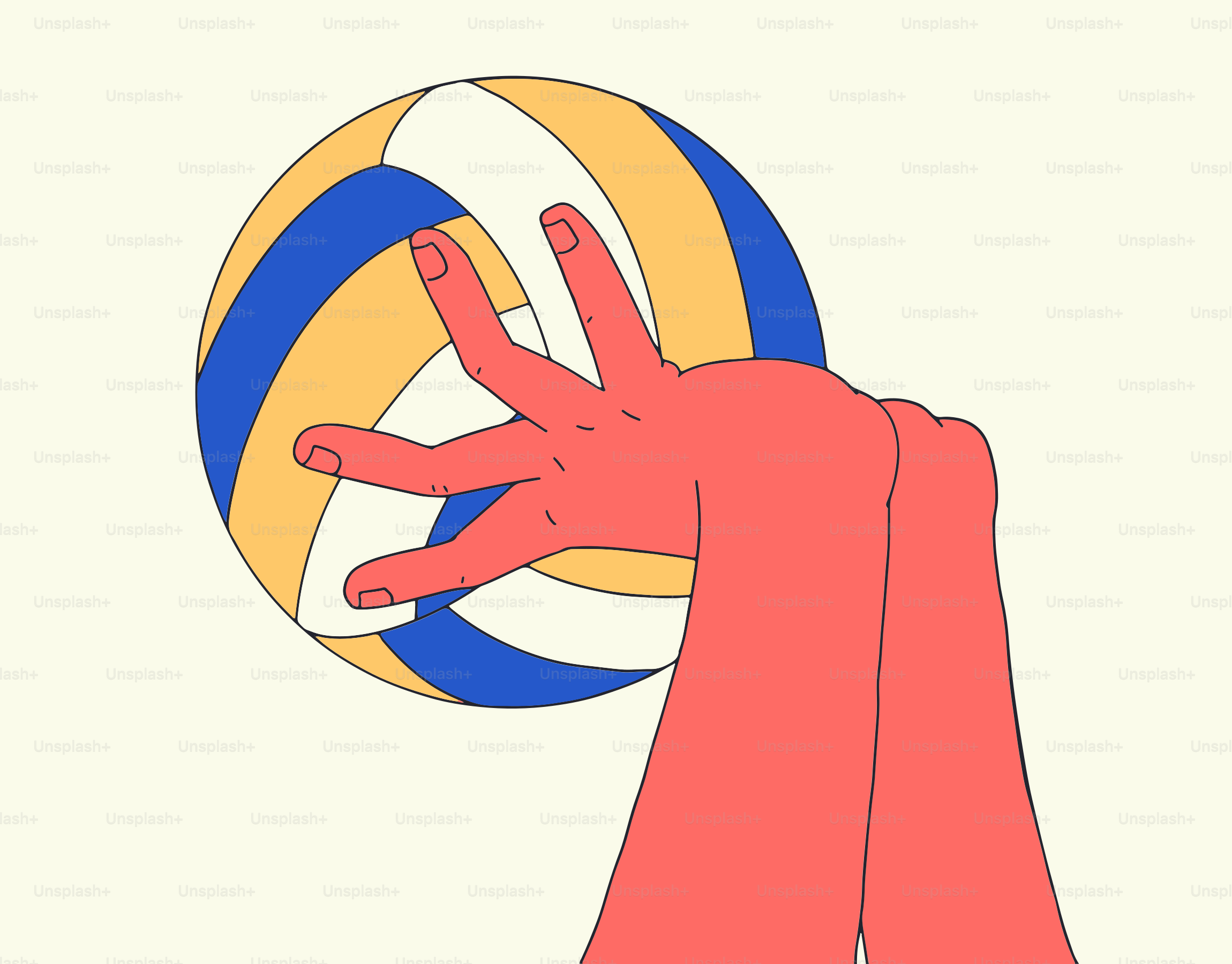 Una mano che tiene un pallone da spiaggia davanti a uno sfondo bianco