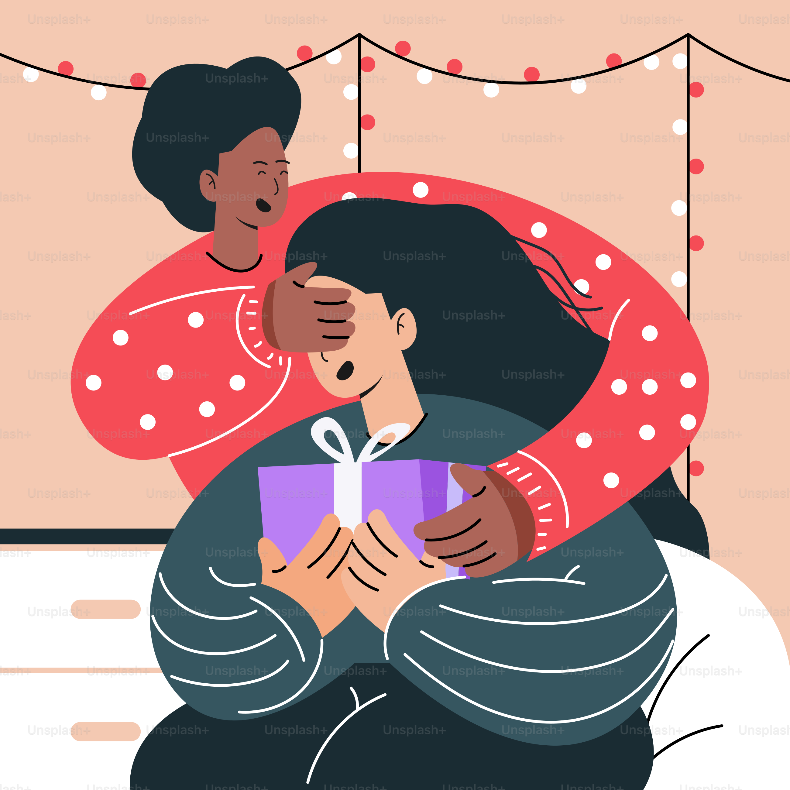 A woman is hugging a man with a gift