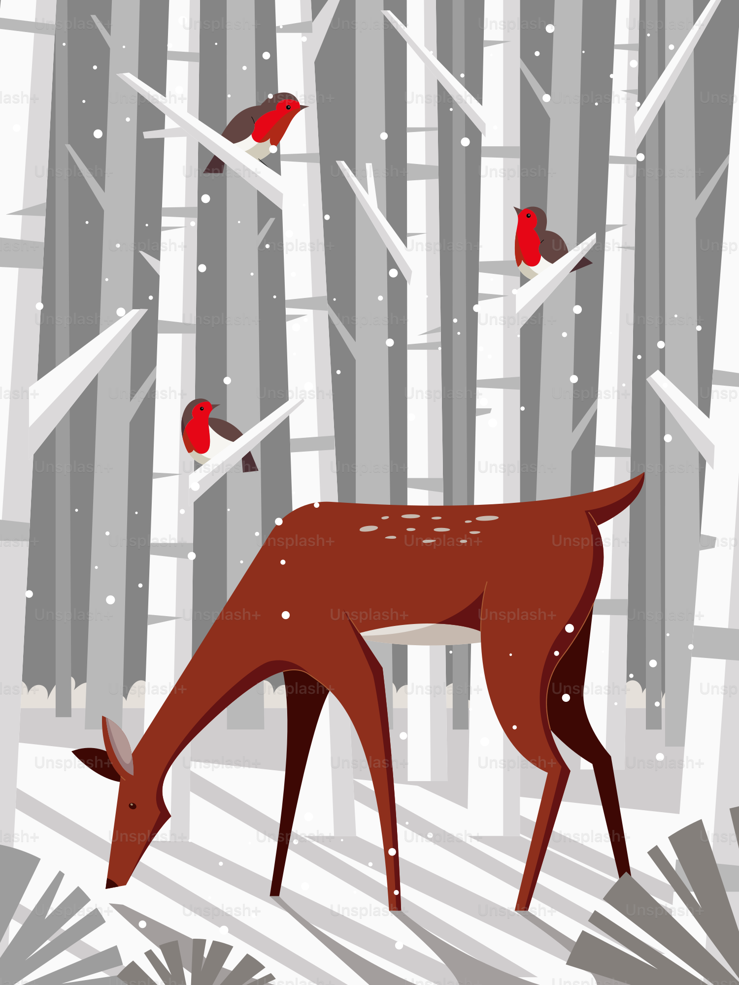 Ein Reh, das mitten im Wald steht